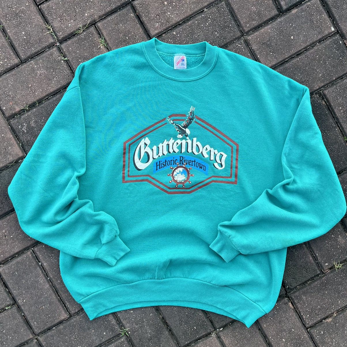 Jerzees × Vintage VINTAGE 90s GUTTENBERG HISTORIC RIVERTOWN PRINTED Size US XL / EU 56 / 4 - 1 Thumbnail