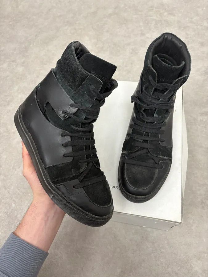 Kris Van Assche Black High Leather Magalaced Sneakers