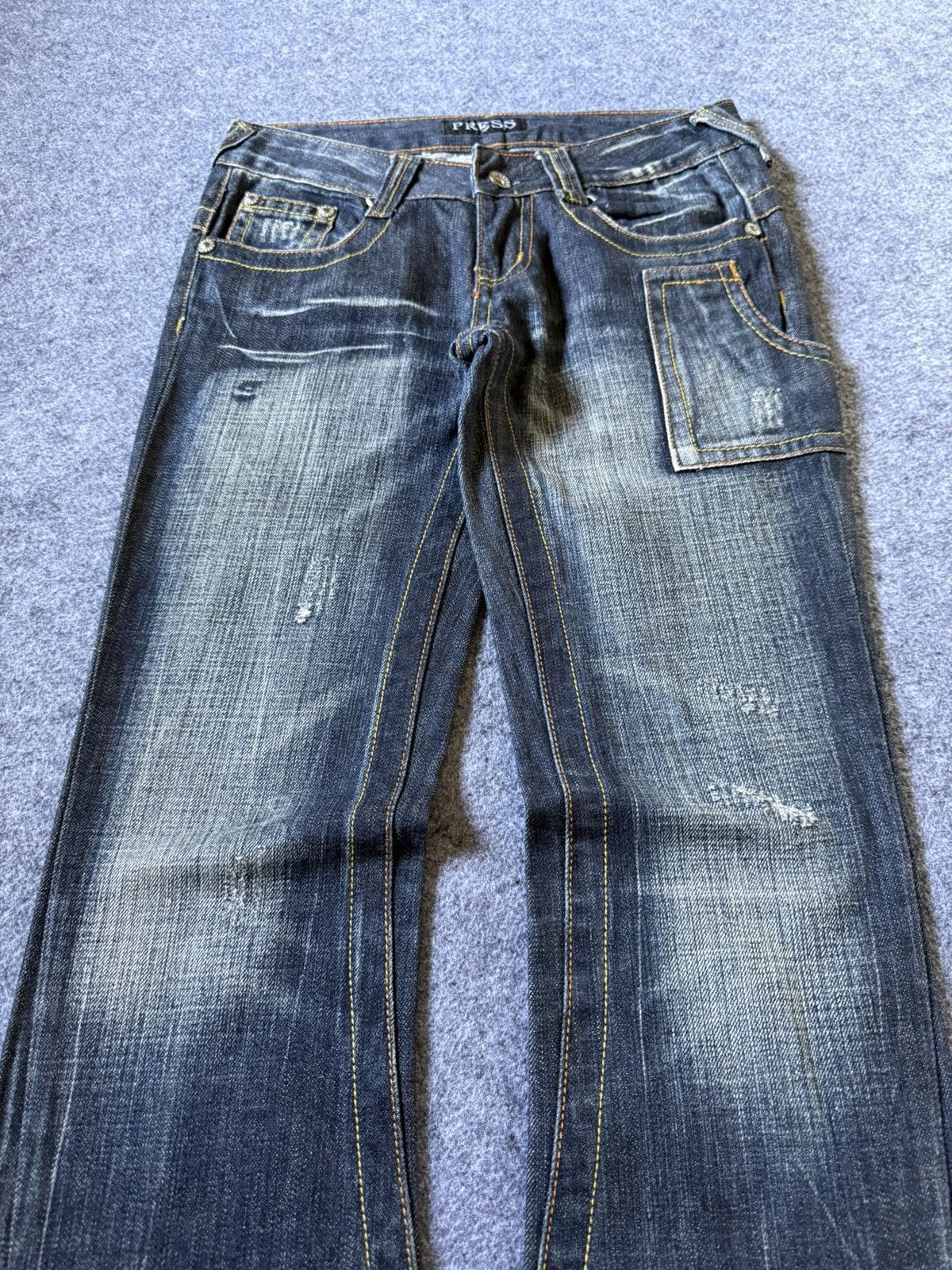 If Six Was Nine Press Japan Embroidered Tribal Paneled Spiral Flared Jeans Size US 27 - 4 Thumbnail