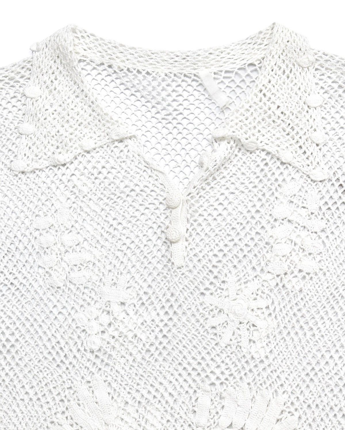 Japanese Brand 2000S JAPANESE MADE WHITE CROCHET KNIT POLO SHIRT Size S / US 4 / IT 40 - 2 Thumbnail