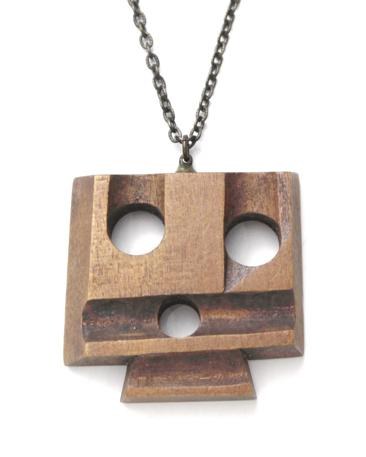 Vintage 2000S JAPANESE HAND-CARVED WOODEN FACE PENDANT NECKLACE Size ONE SIZE - 1 Thumbnail