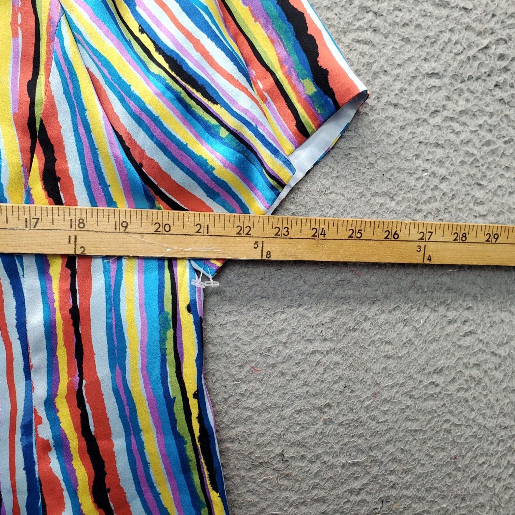 Vintage VINTAGE Gallant New York Blouse Top Womens 14 Multi Striped Silk Round Neck Back Zip Shirt Size XL / US 12-14 / IT 48-50 - 3 Thumbnail