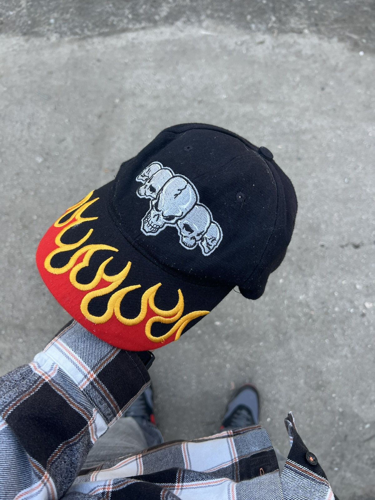 Vintage VERY RARE OPIUM FIRE SCULL CAP FLAME DESIGNER JAPAN STYLE Size ONE SIZE - 1 Thumbnail