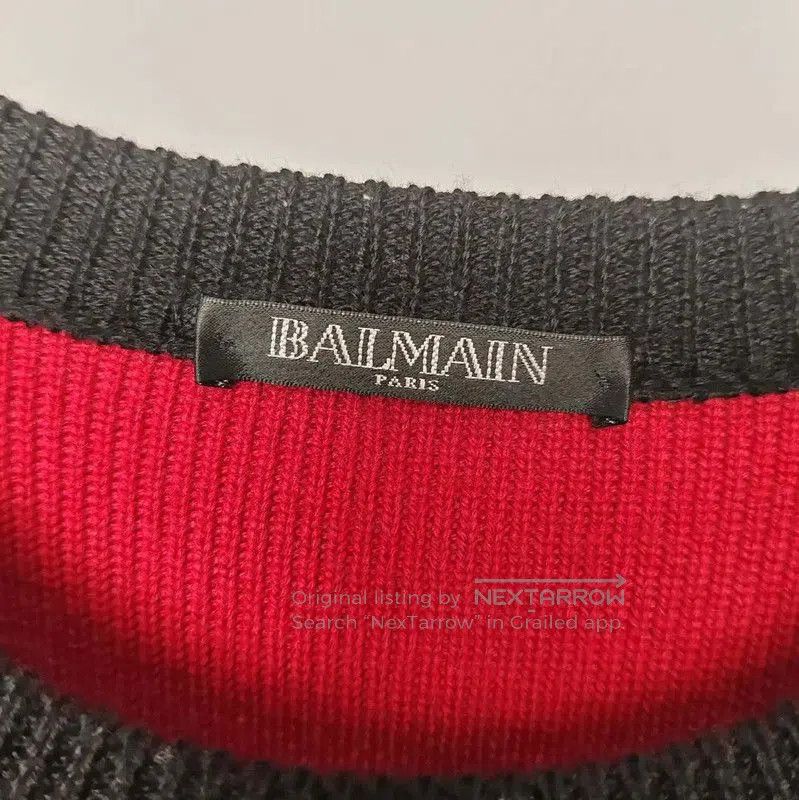 Balmain Balmain Red Striped Wool Pullover Sweater . Size US L / EU 52-54 / 3 - 3 Thumbnail