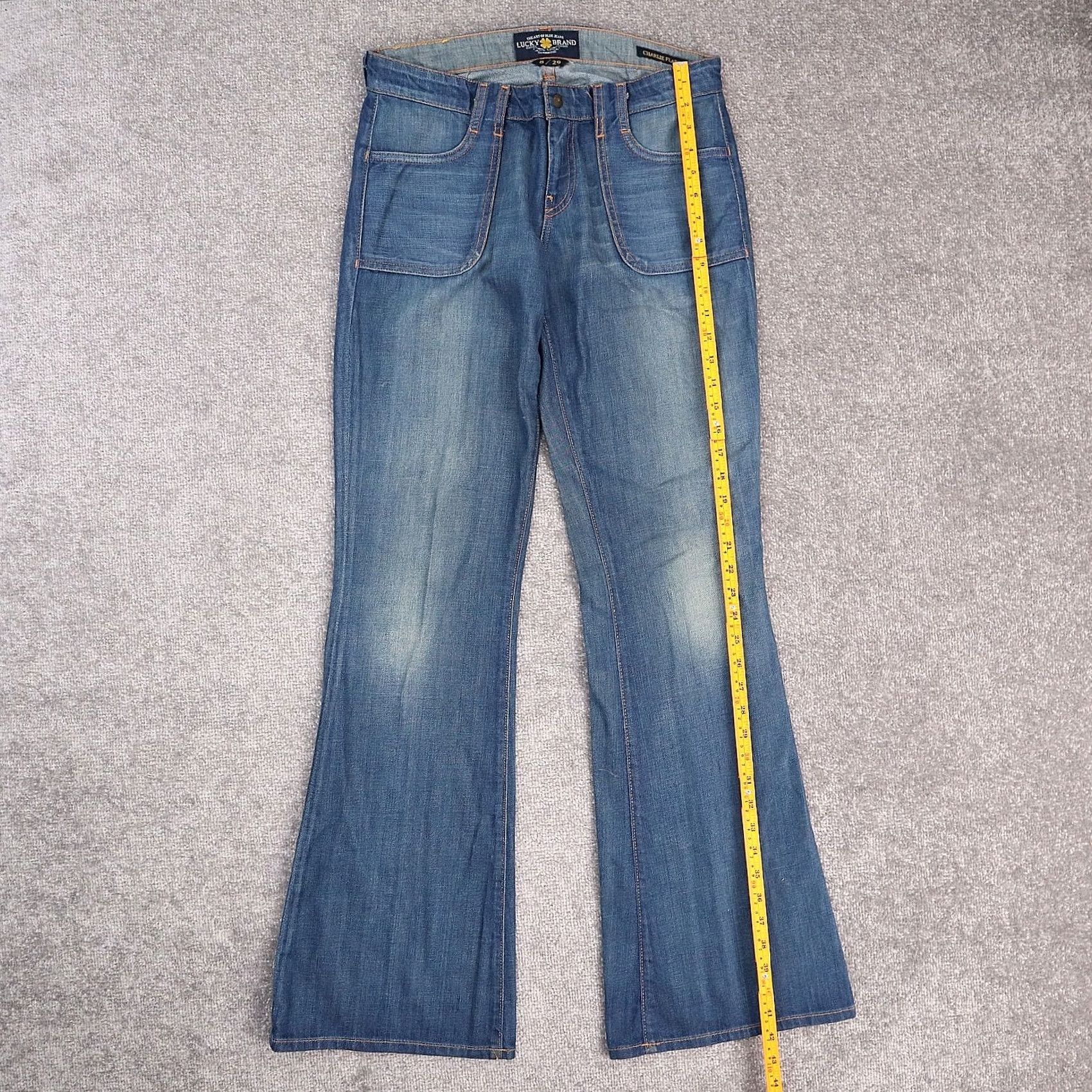 Lucky Brand Women's Lucky Brand Charlie Flare Jeans 8 29 Low Rise Blue Denim Abbey Trouser Size 29" - 3 Thumbnail