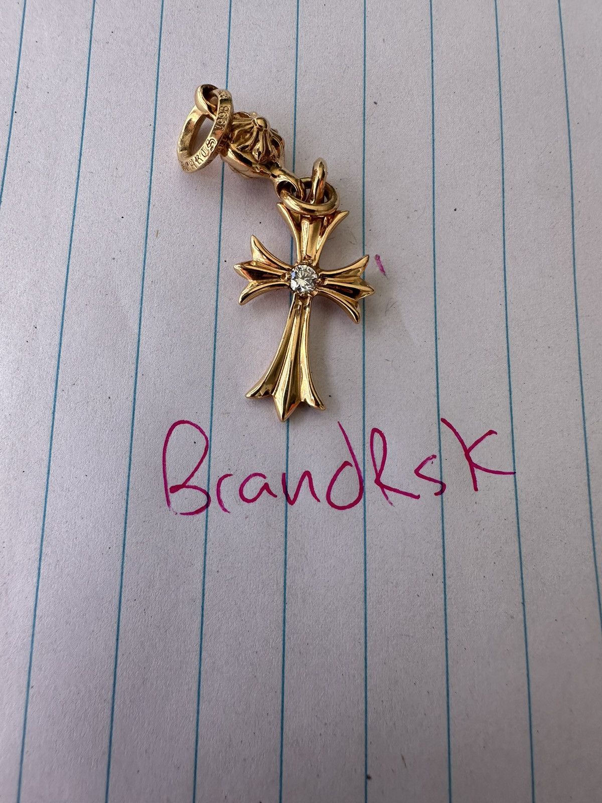 image of Chrome Hearts Tiny Cross Crossball Pendant in Gold, Men's