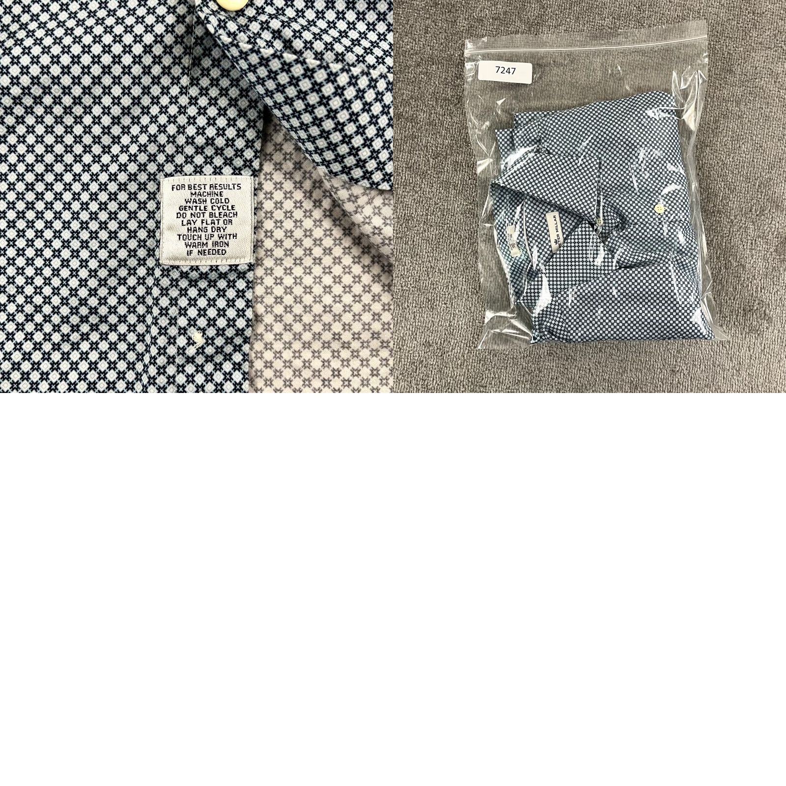 Peter Millar PETER MILLAR Shirt Mens Extra Large Blue Geometric Button Up Dress Long Sleeve Size 46R - 8 Thumbnail