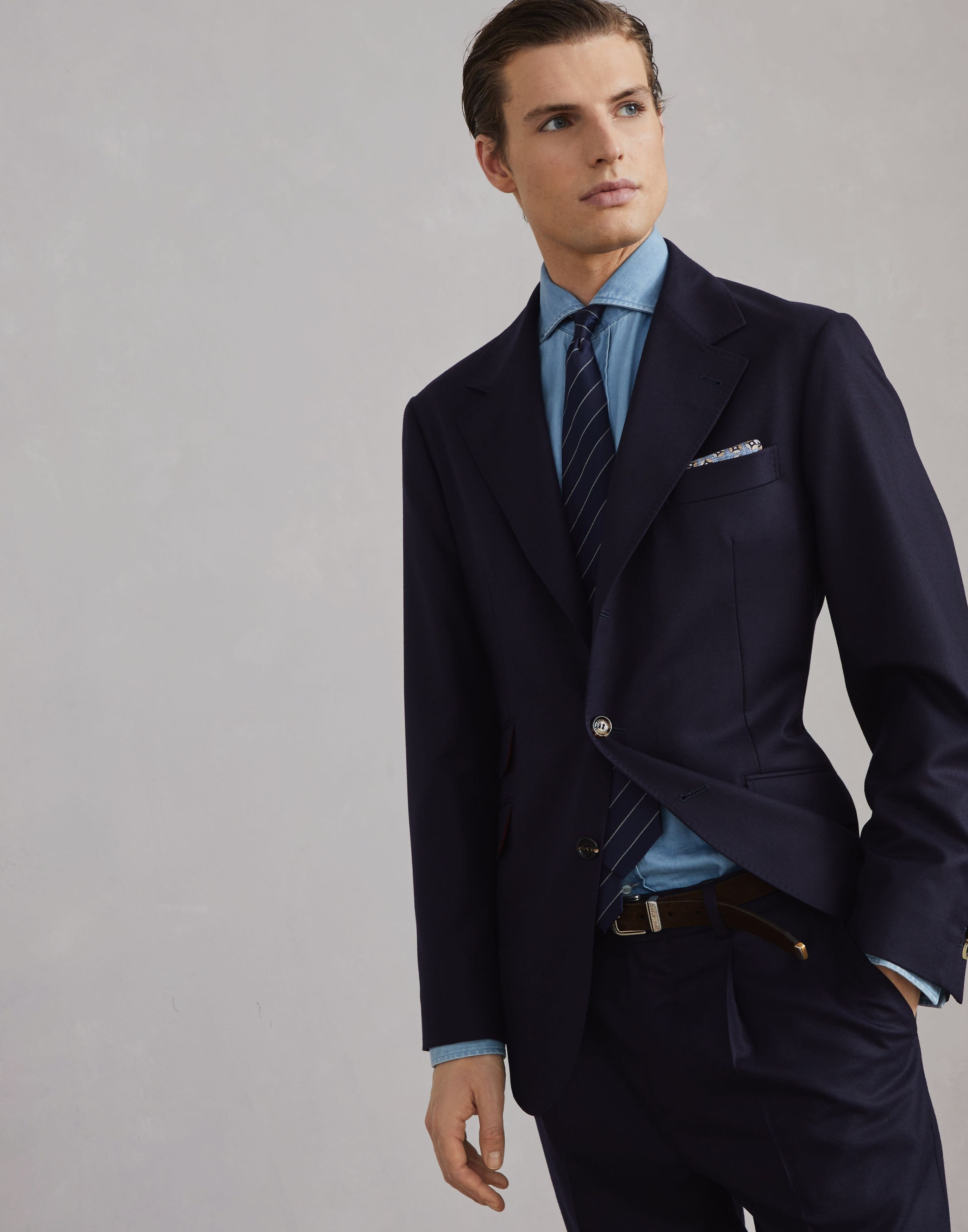 Brunello Cucinelli o1w1db10226 Suit Type Jacket in Dark Blue Size US M / EU 48-50 / 2 - 2 Thumbnail