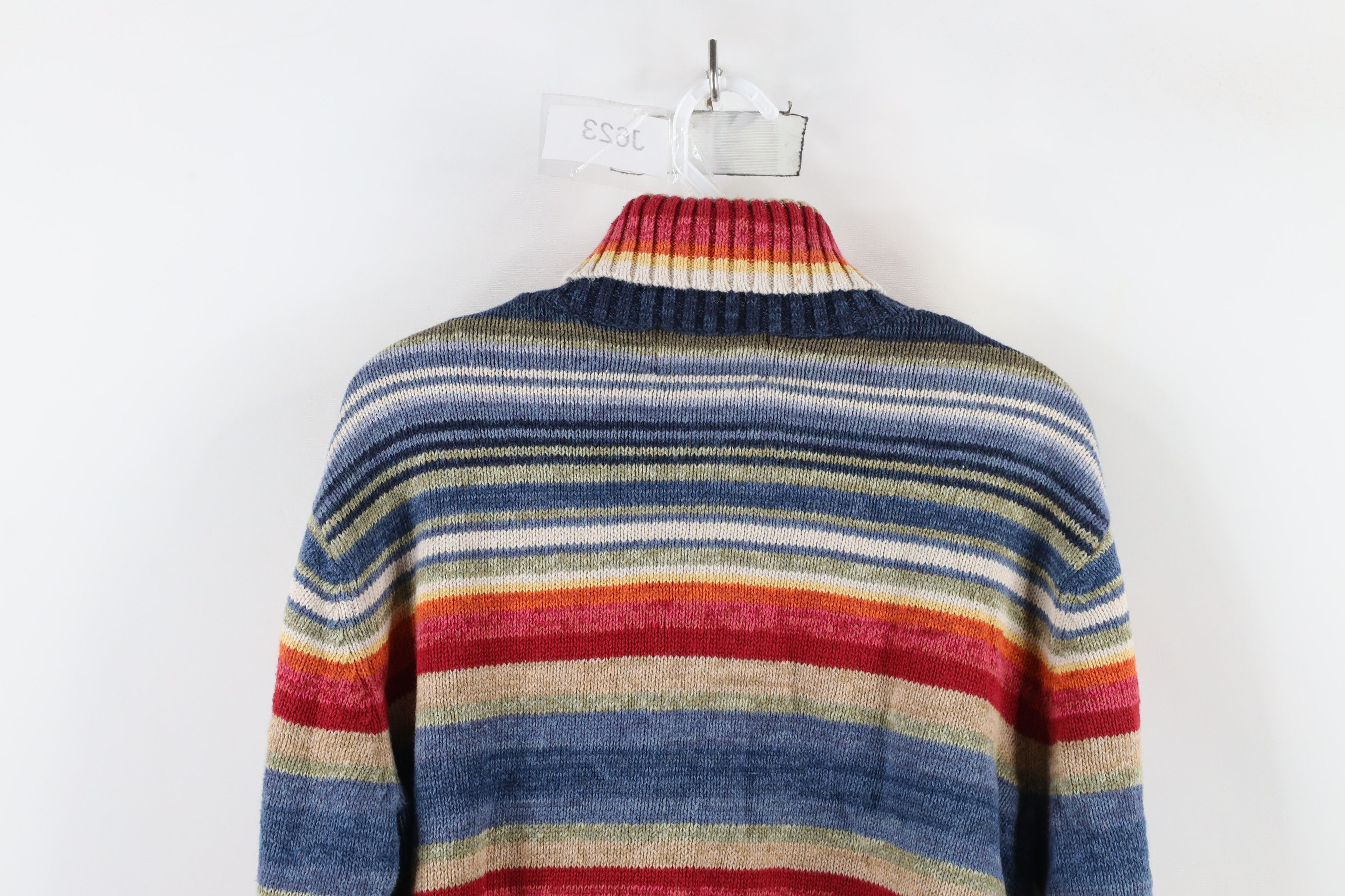 Vintage Vintage Y2K 2003 Streetwear Striped Knit Turtleneck Sweater Size L / US 10 / IT 46 - 8 Thumbnail