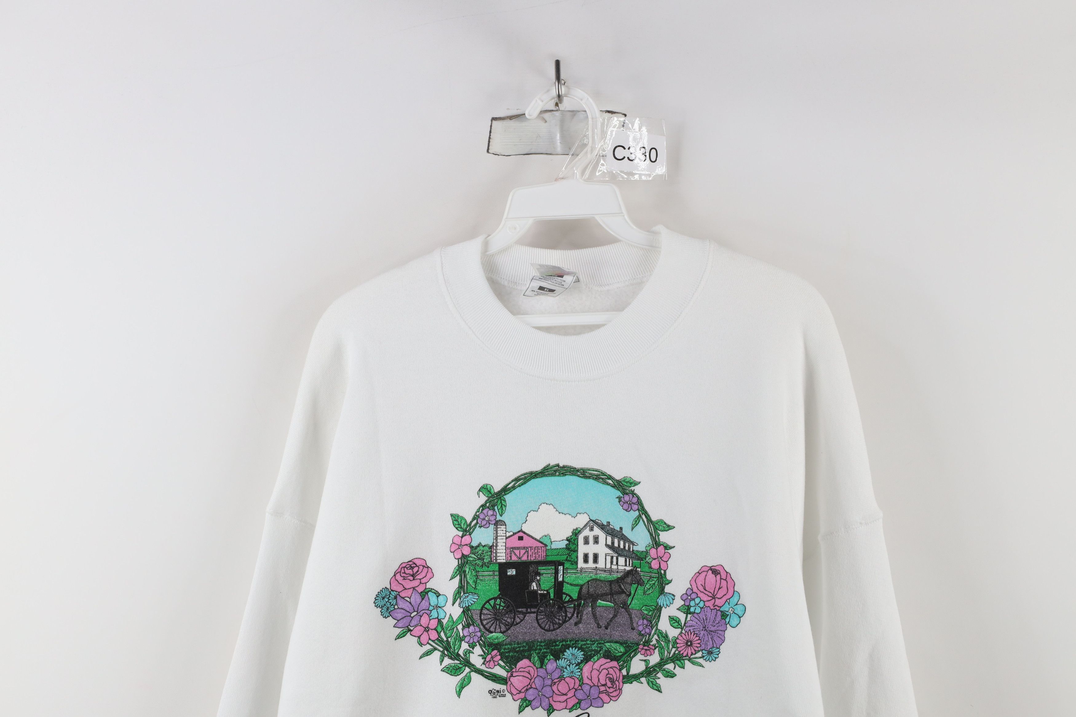 Vintage Vintage 90s Streetwear Country Lancaster Flower Sweatshirt Size XL / US 12-14 / IT 48-50 - 2 Thumbnail
