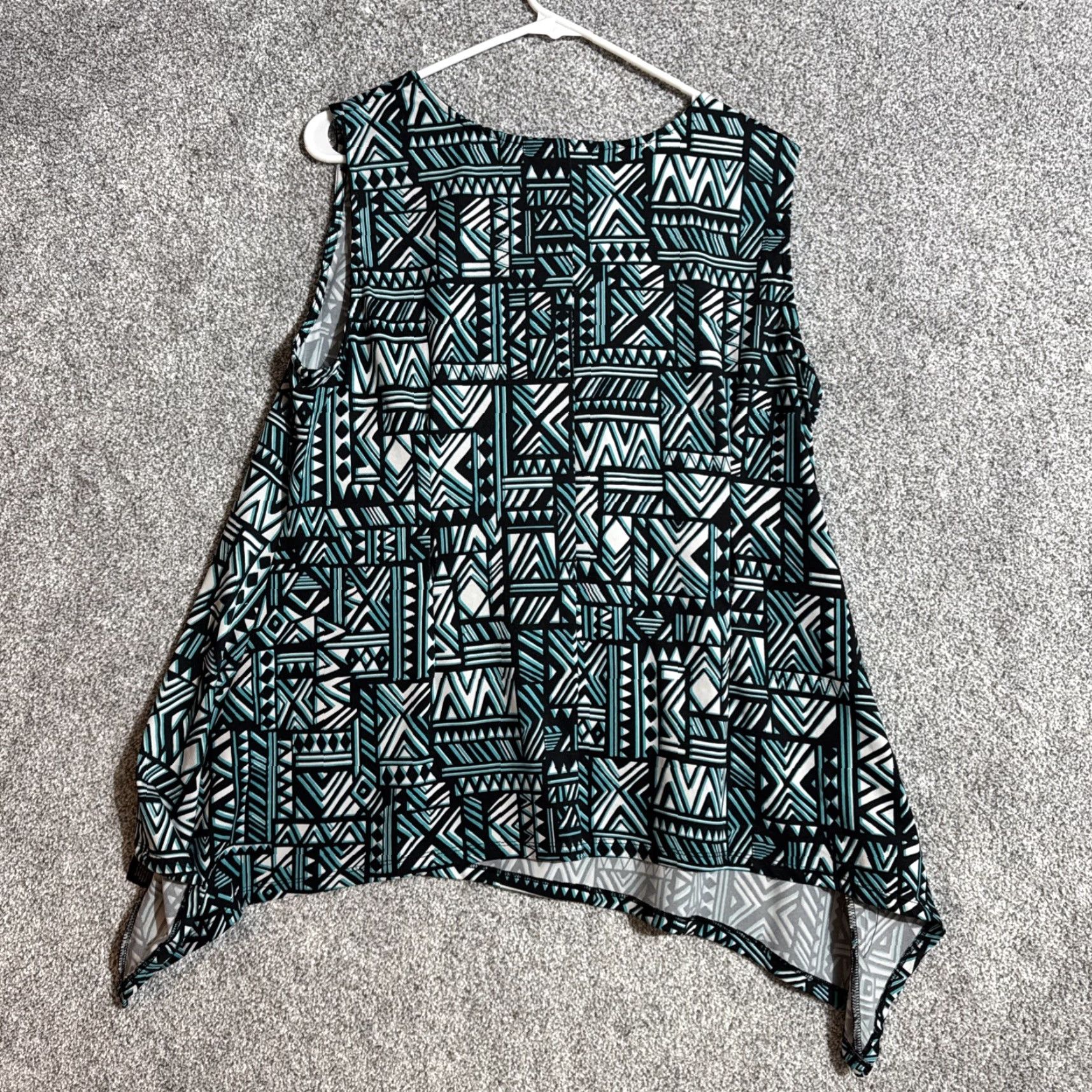 Vintage Zac & Rachel Top Womens Large Beho Retro Y2K Asymmetrical Beaded Aztec Tribal Tank Sleeveless Round Neck Pullover Casual Breathable Stretch Size L / US 10 / IT 46 - 6 Thumbnail
