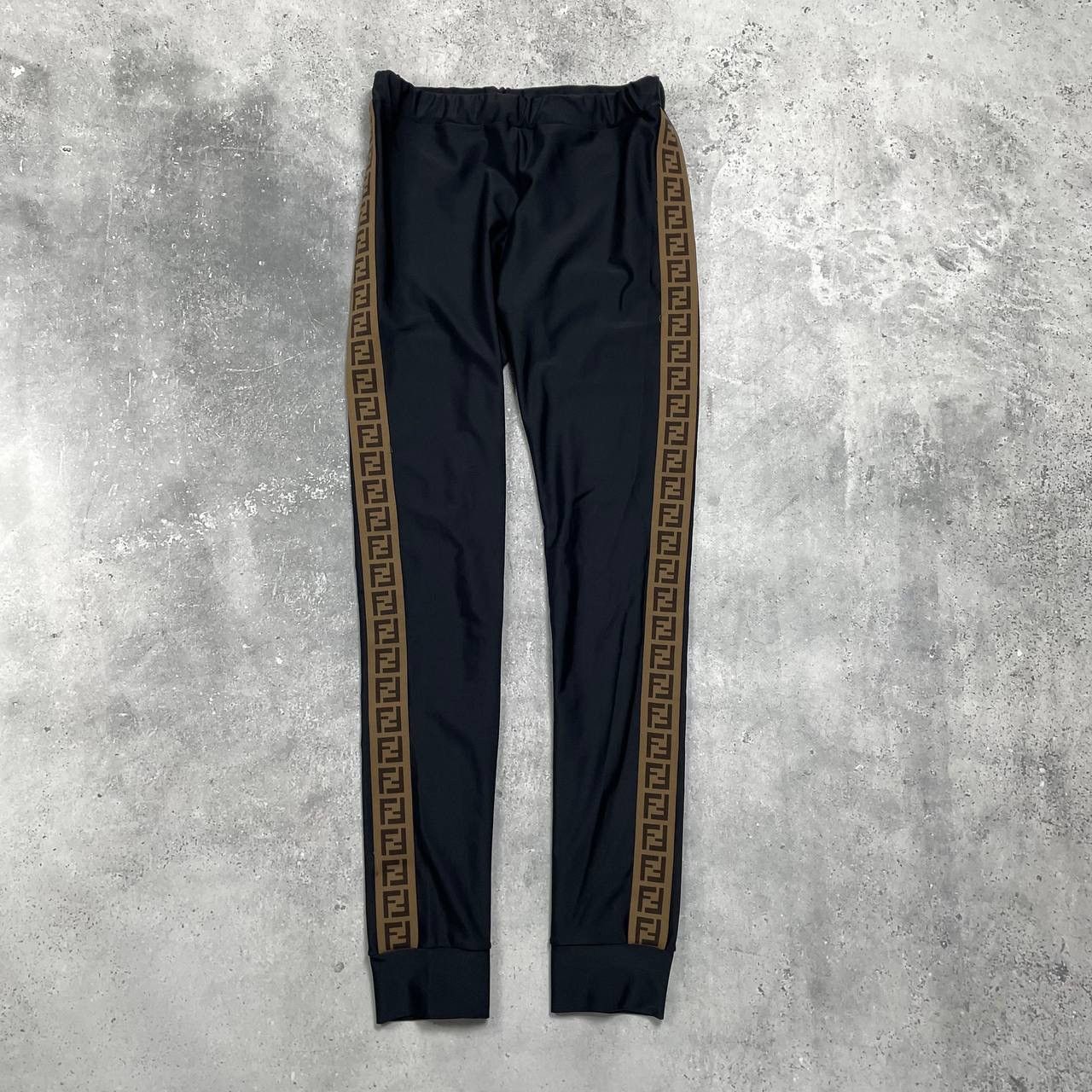 Fendi Fendi Kids Trim Leggings Logo Stripe Black 12+ Adult XS/S Size 26" / US 2 / IT 38 - 1 Thumbnail
