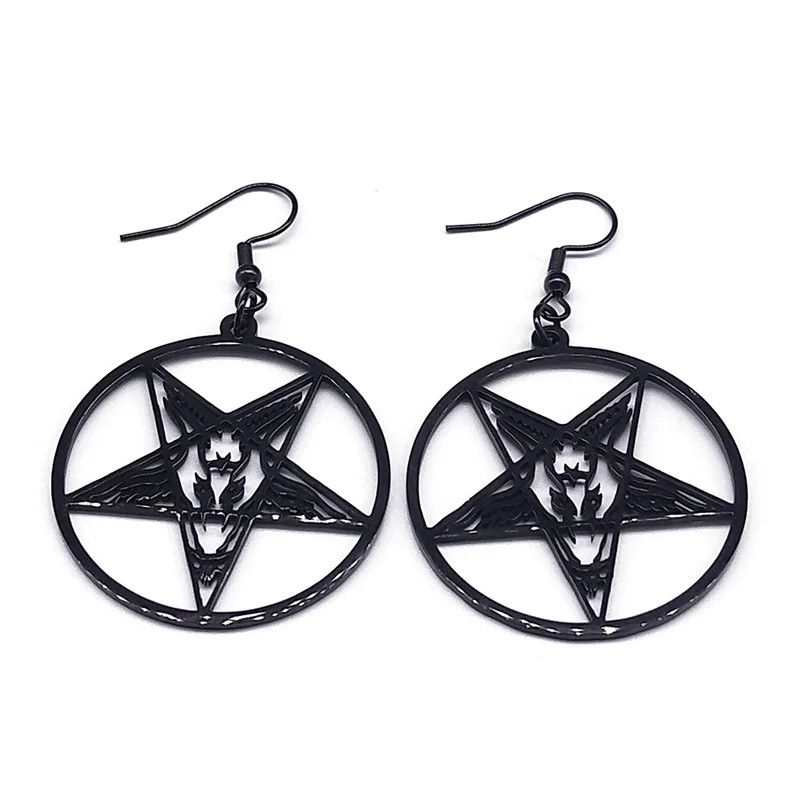Jewelry Satan Inverted Pentagram Drop Earrings Jewelry Gift Size ONE SIZE - 2 Thumbnail