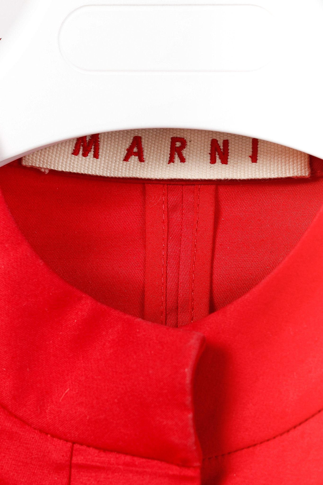 Marni Marni SS/07 Runway Red Stretch-Cotton Waist-Tie Dress Size S / US 4 / IT 40 - 4 Thumbnail