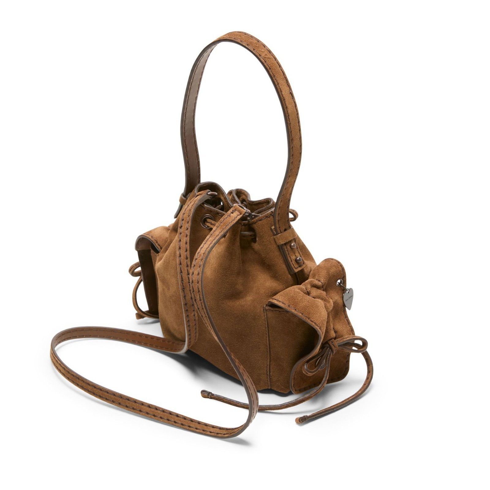 Acne Studios ACNE STUDIOS Mini COGNAC BROWN Multipocket suede bucket bag Size ONE SIZE - 2 Thumbnail