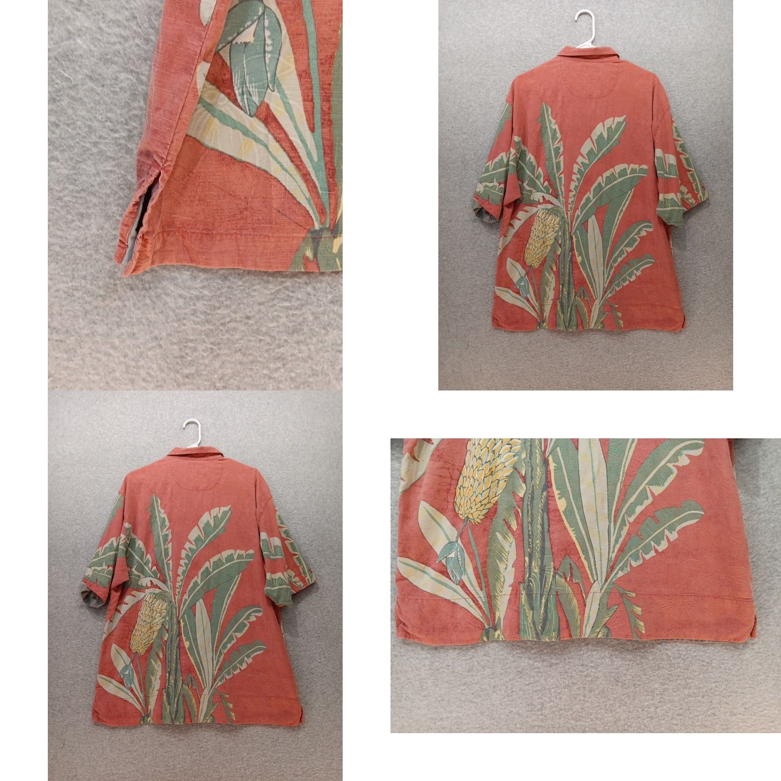 Tommy Bahama Tommy Bahama Shirt Men's XL Red Green Floral Palms Print Silk Button-Up Hawaiian Casual 100% Silk Size US XL / EU 56 / 4 - 8 Thumbnail