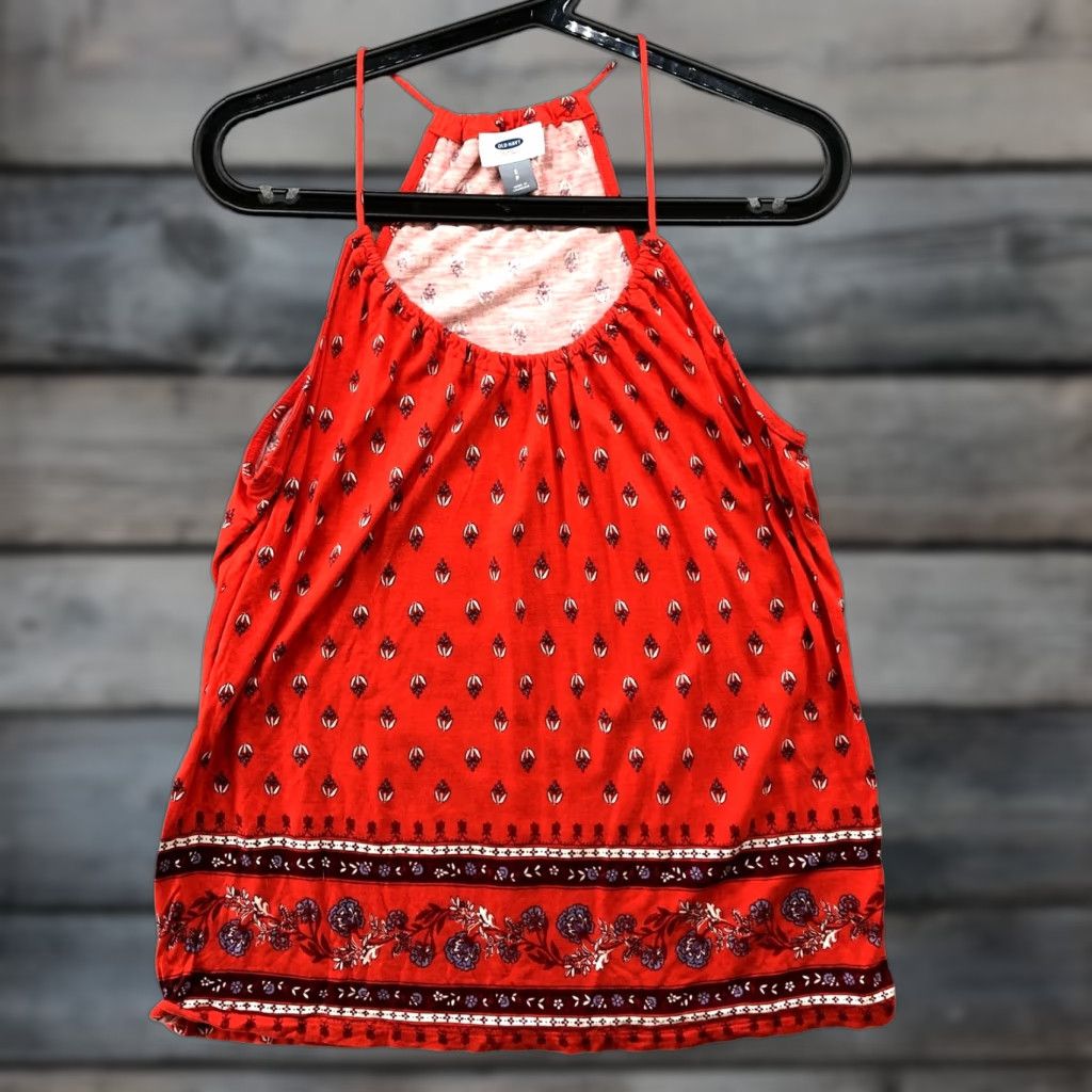 Old Navy Old Navy Cami Womens S Relaxed Tank Top Red Boho Print Sleeveless Size S / US 4 / IT 40 - 1 Thumbnail