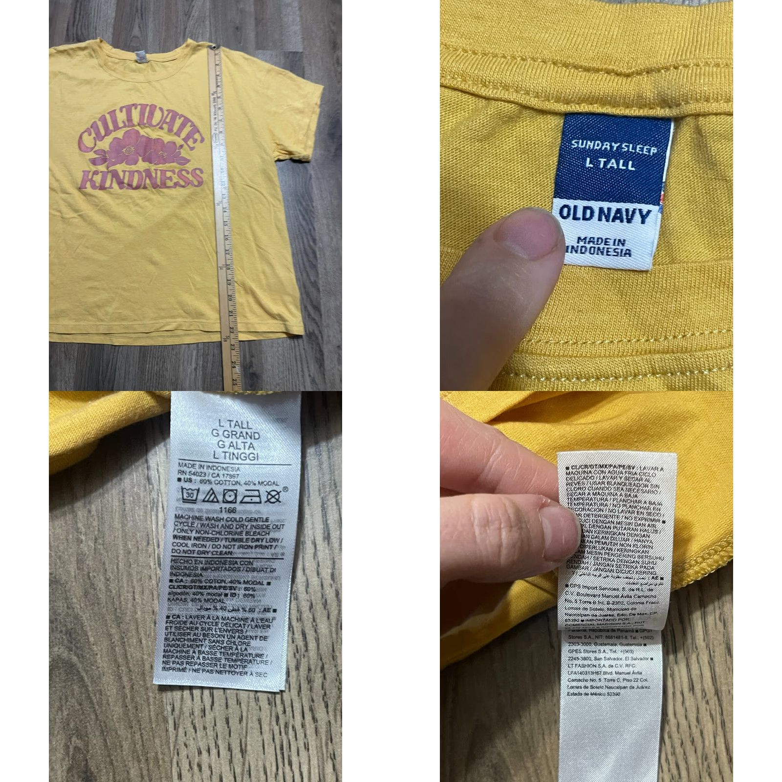 Old Navy Old Navy Shirt Womens Large Tall Yellow CULTIVATE KINDNESS Shirt Size L / US 10 / IT 46 - 8 Thumbnail