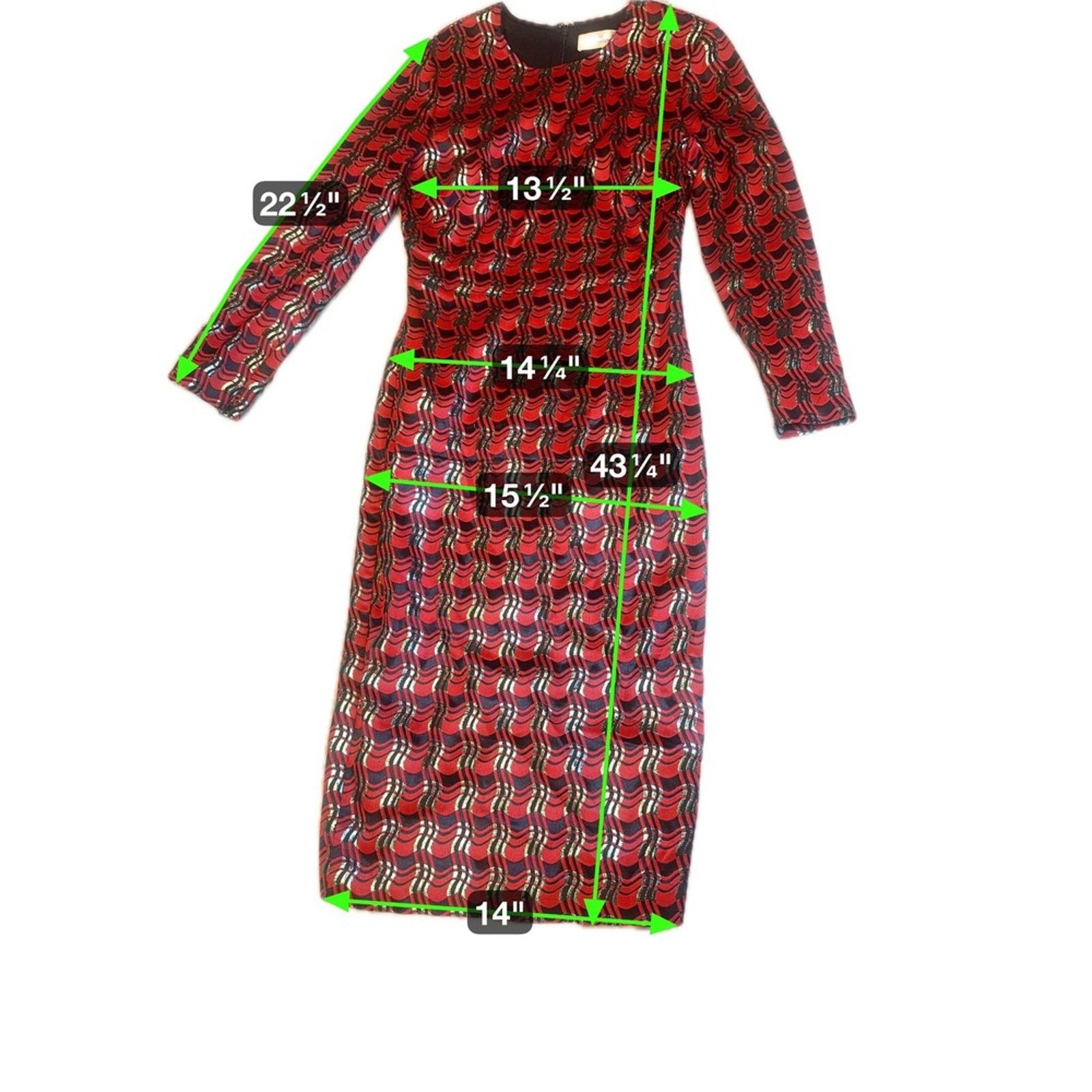 Diane von Furstenberg DVF Metallic Red Black Bodycon Dress Size 6 Size S / US 4 / IT 40 - 2 Thumbnail