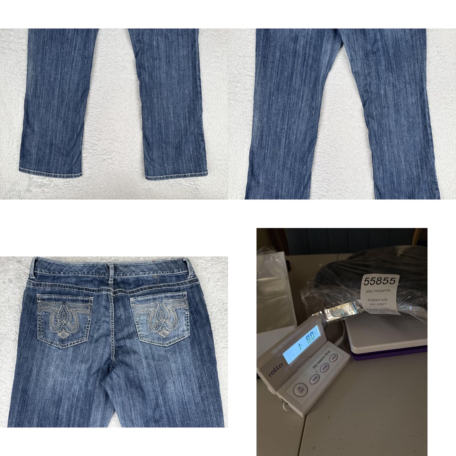 Vintage Seven7 Bootcut Jeans Womens 18 Blue Med Wash Mid Rise Stretch Rhinestone 36x31 Size 40" / US 18 - 10 Thumbnail