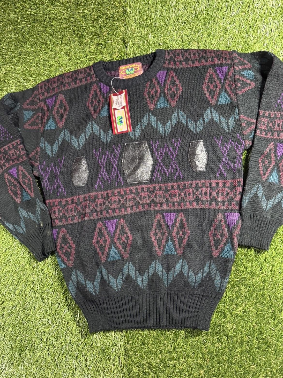 Vintage Vintage 90s Premium Wool Aztec Aqua Style Skate Knit Sweater Size US L / EU 52-54 / 3 - 2 Thumbnail