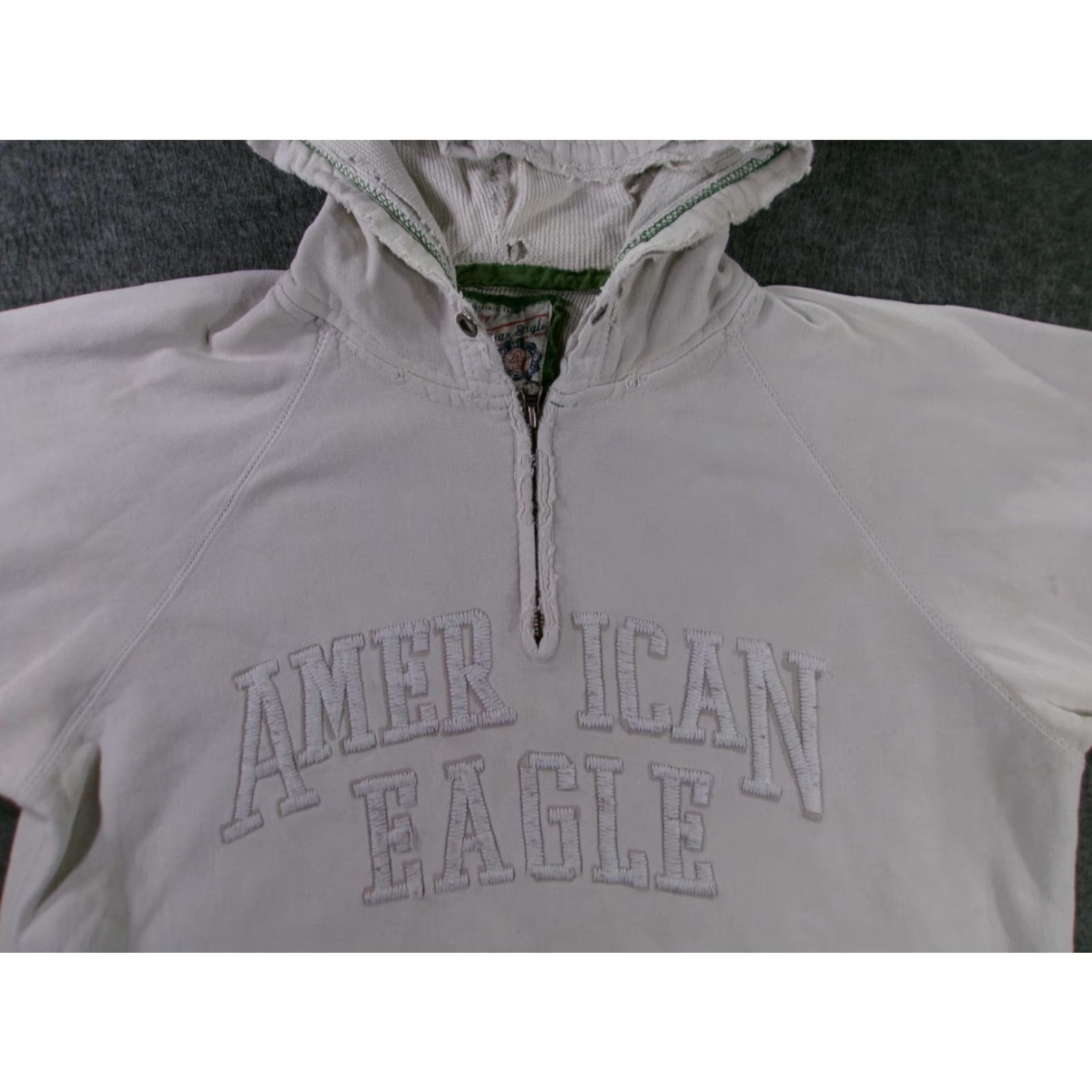 American Eagle Outfitters VINTAGE American Eagle Hoodie Men XL White Quarter Zip Solid Fleece 90s Classic Grunge Size US XL / EU 56 / 4 - 2 Thumbnail