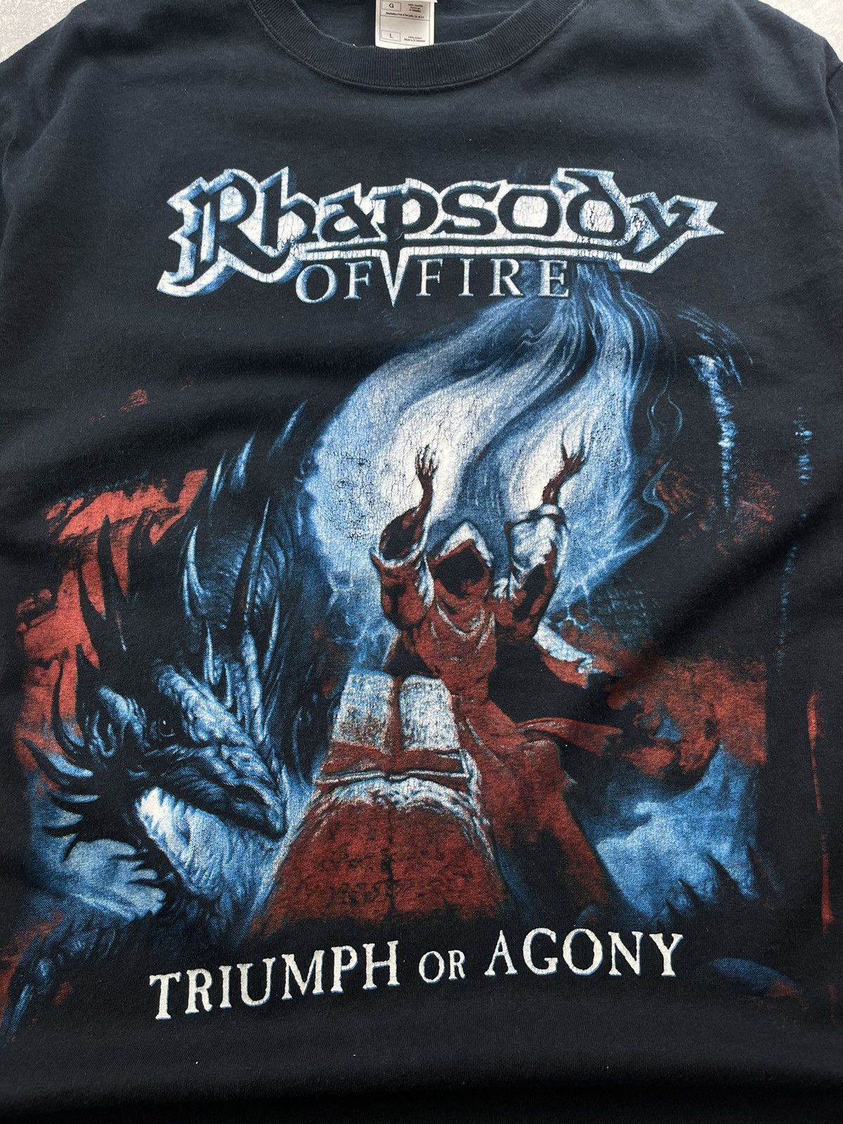 Band Tees × Vintage Rhapsody Of Fire Triumph Or Agony Vintage Black Rock T-Shirt Size US L / EU 52-54 / 3 - 3 Thumbnail