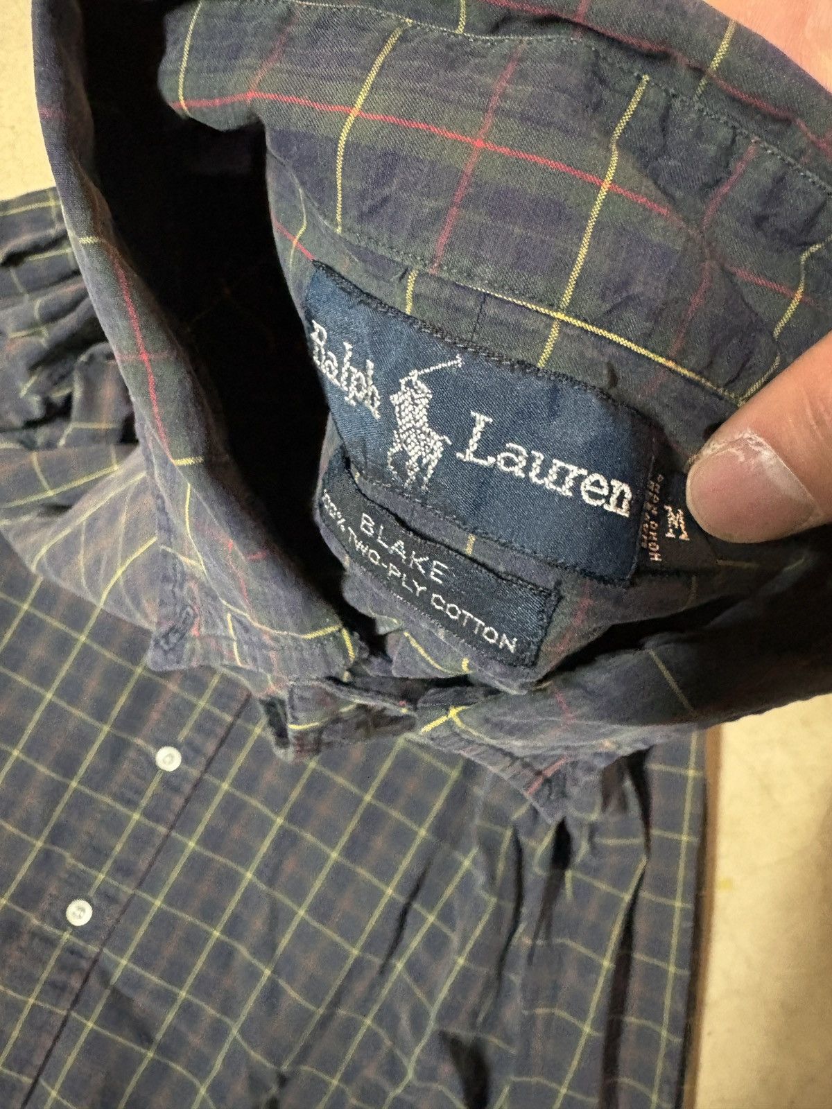 Polo Ralph Lauren VTG 90s Polo Ralph Lauren Blake Plaid Long Sleeve Shirt Navy Size US M / EU 48-50 / 2 - 5 Thumbnail