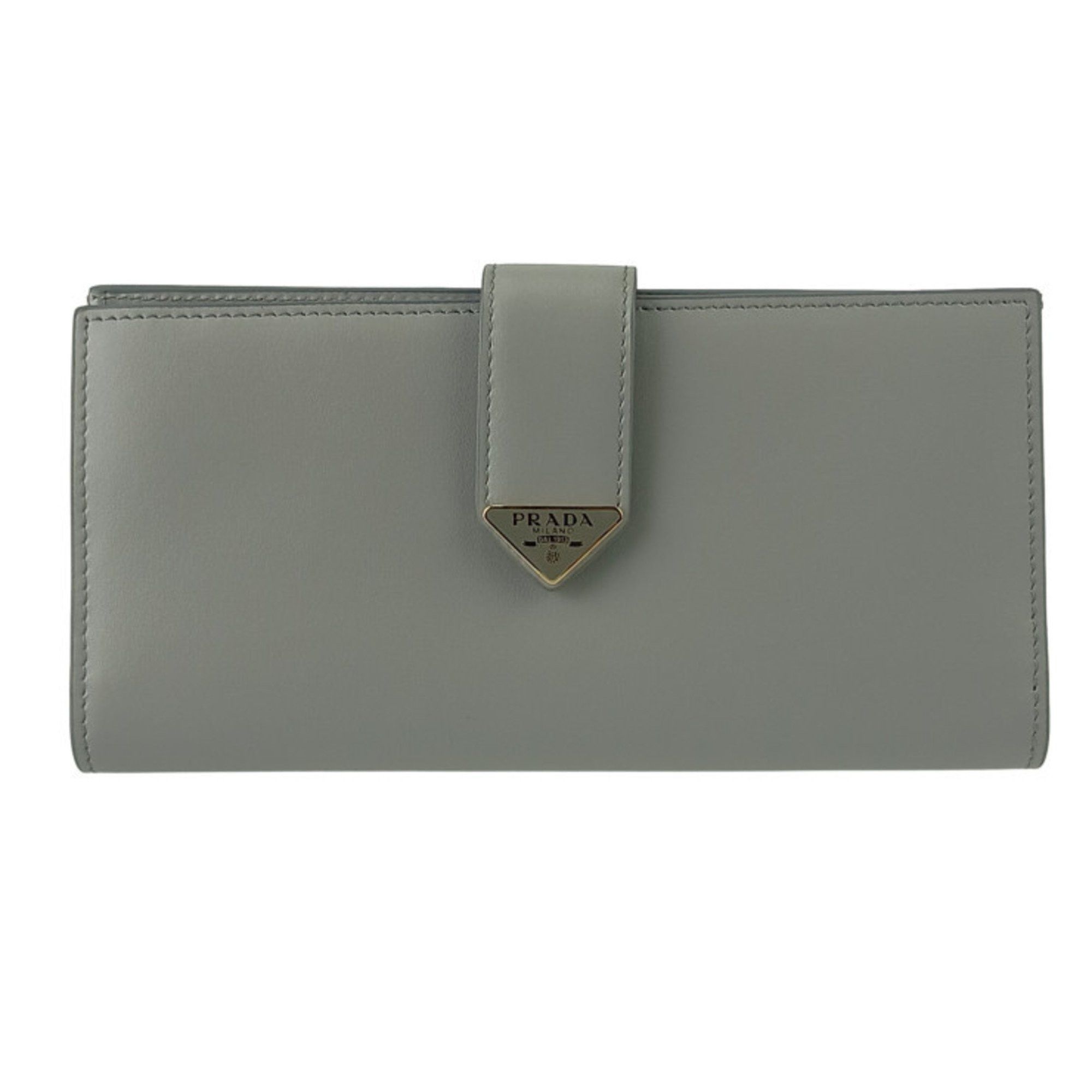 Prada PRADA City Calfskin Tab Wallet 1MV025 Light Gray Leather Women's Bifold Long Size ONE SIZE - 1 Thumbnail