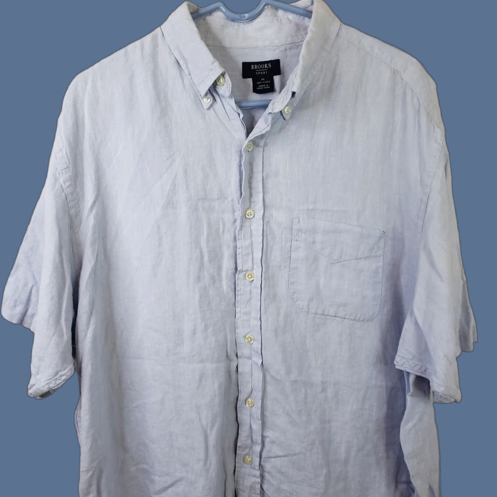 Brooks Brothers Brooks Brothers Sport 100% Linen Shirt Men's XL Blue Short S Button Collared Brown? Size US XL / EU 56 / 4 - 1 Thumbnail