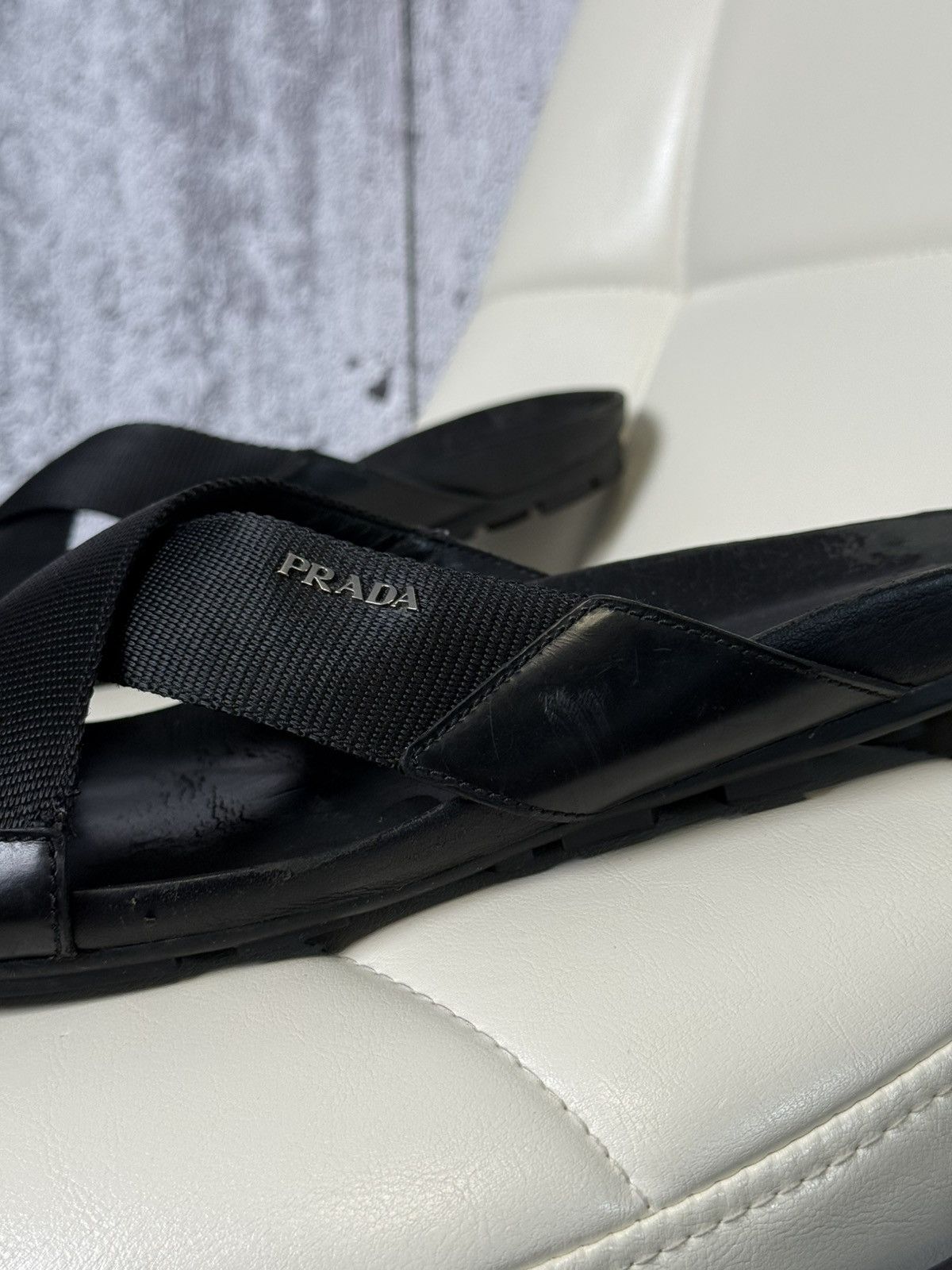 Prada Prada Sport Black Cross Strap Slide Men’s Sandals Metal Logo Size US 11.5 / EU 44-45 - 4 Thumbnail