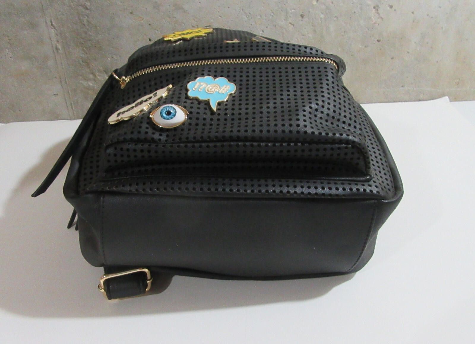 Designer Imoshion Vegan Leather Backpack Emoji Symbols Black OMG Size ONE SIZE - 5 Thumbnail