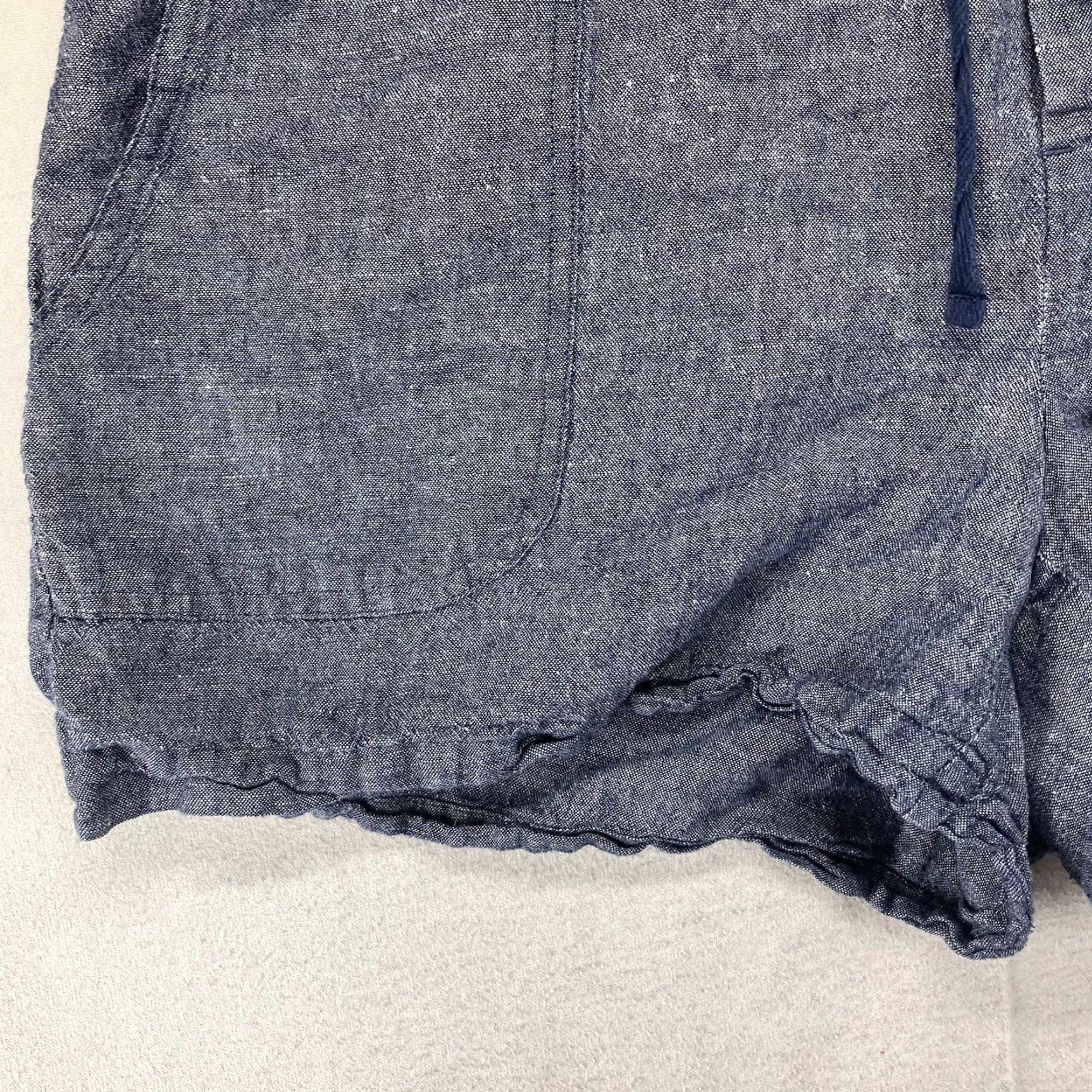Vintage Soho NY&Co Women's Linen Cotton Blend Chino Shorts Medium Light Indigo Drawstring Casual Beach 3" Inseam Relaxed Fit Size 32" / US 10 / IT 46 - 4 Thumbnail