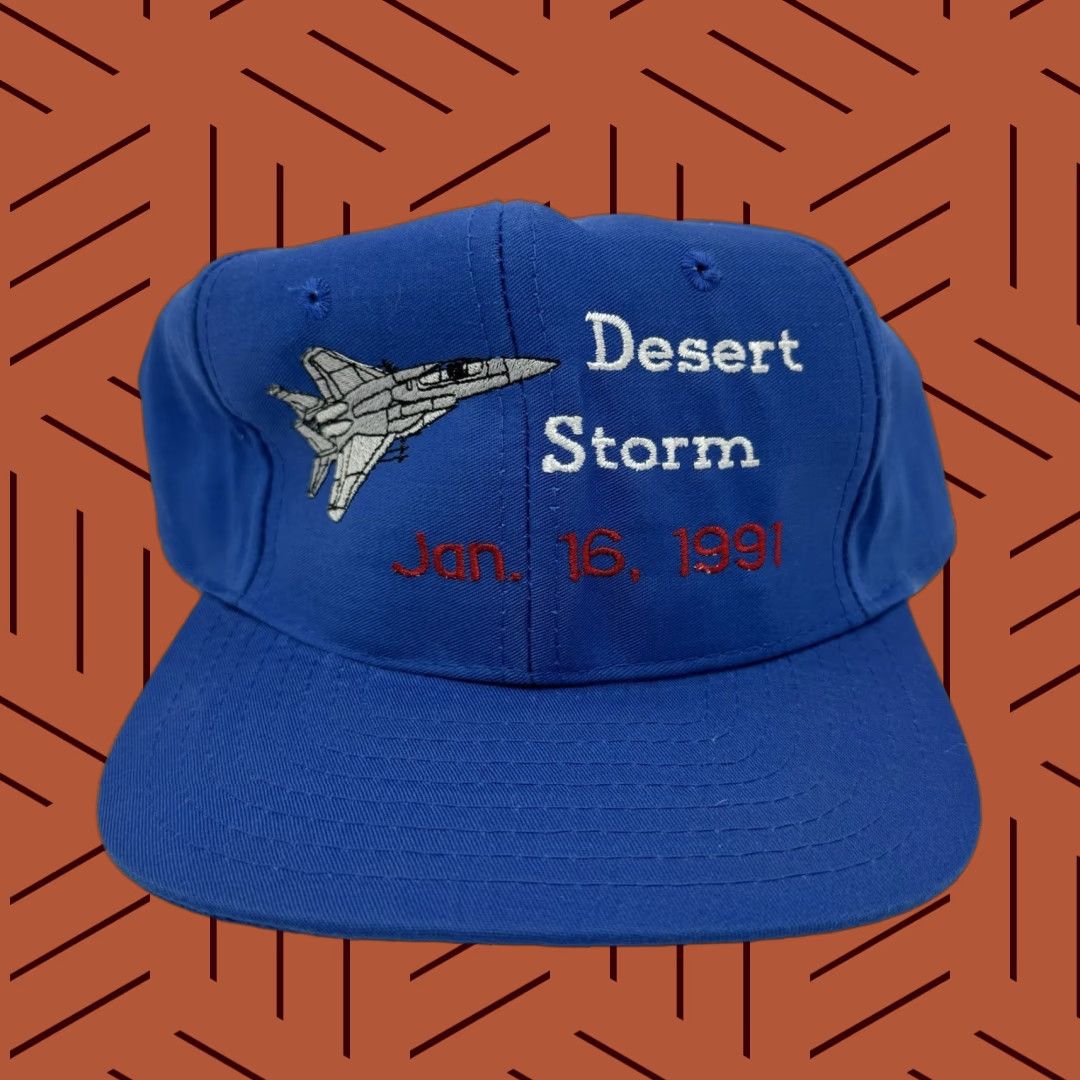 Vintage VINTAGE Desert Storm Embroidered F-16 USA Snapback Hat Blue Military Adjustable One Size Men Size ONE SIZE - 1 Thumbnail