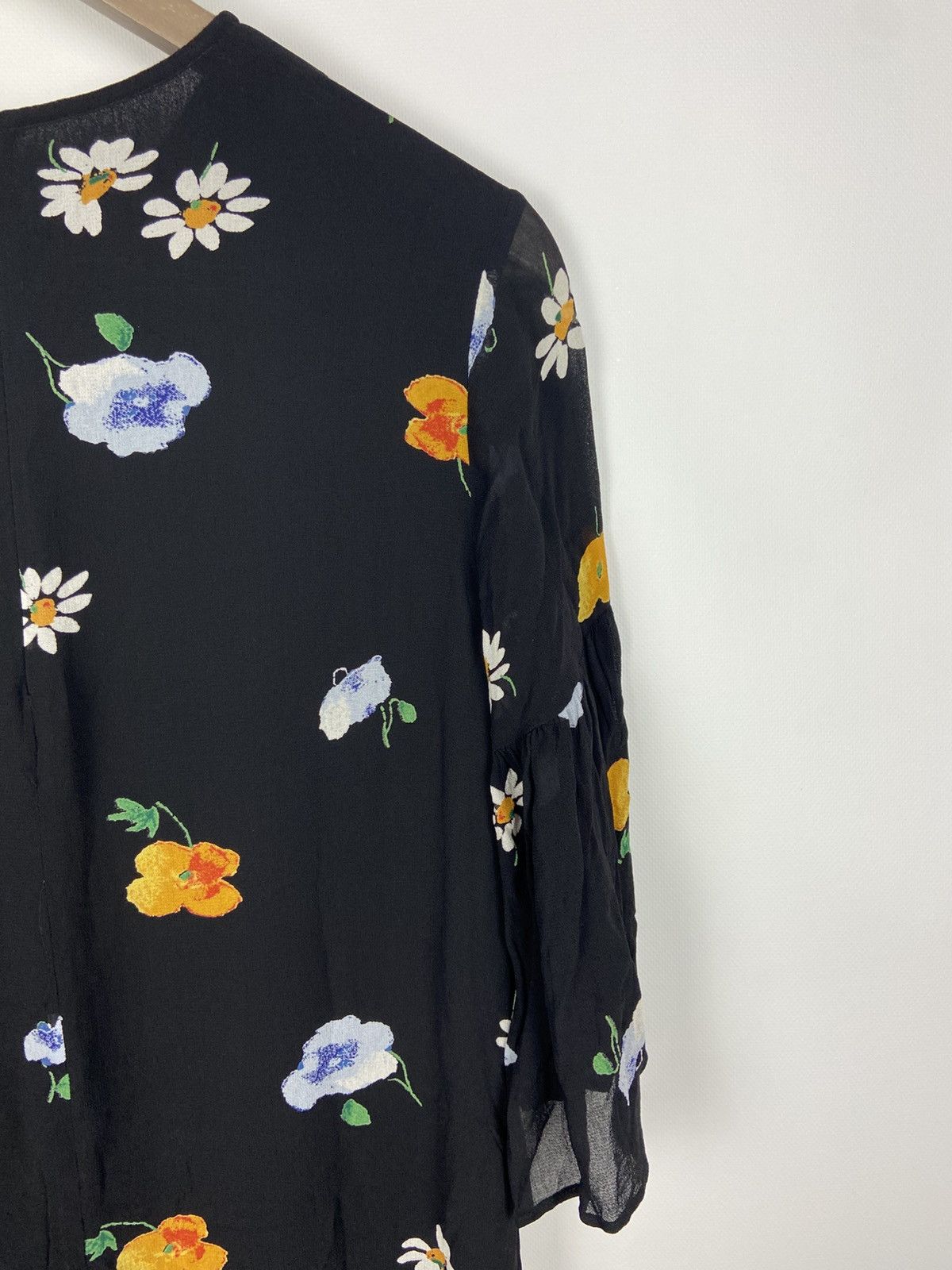 Designer × Ganni Ganni Dainty Georgette Floral Black Mini Dress Sz 36 Size XS / US 0-2 / IT 36-38 - 12 Thumbnail
