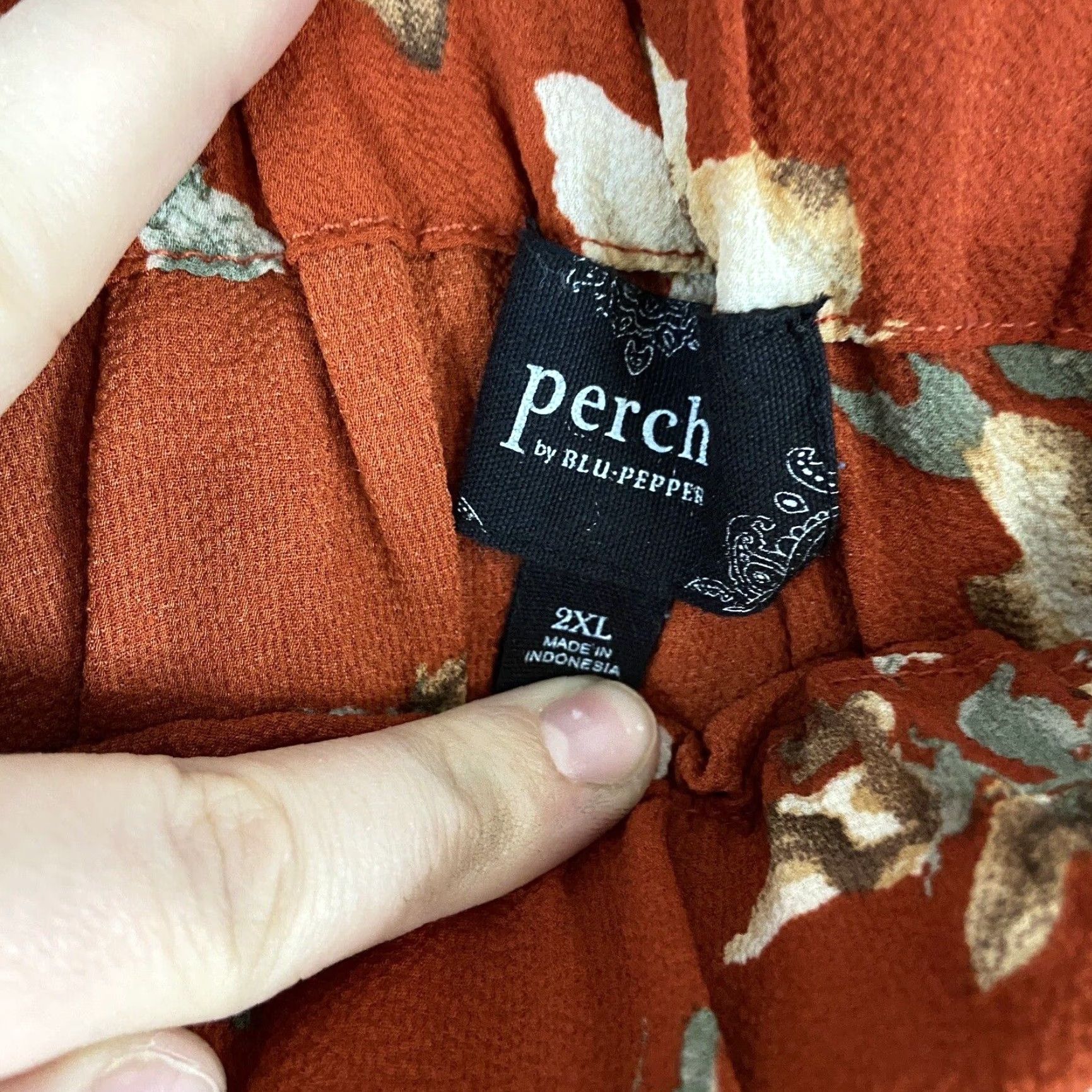 Vintage VINTAGE Perch by Blu Pepper Floral Blouse Off Shoulder Women's 2XL Orange Short Sleeve Plus Size XXL / US 16-18 / IT 52-54 - 6 Thumbnail