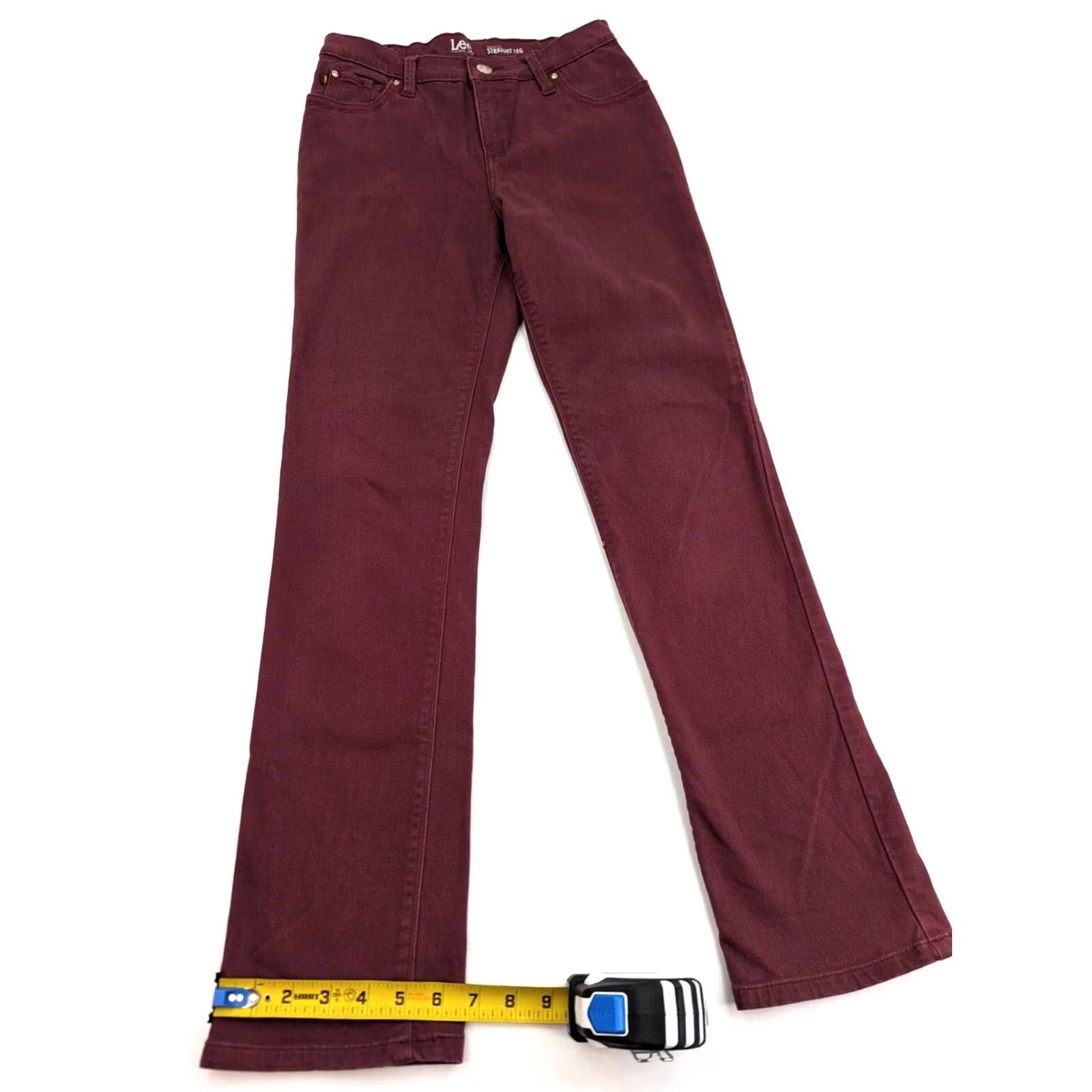 Lee Lee Platinum Label Jeans Straight Leg Red 26x29 Classic Fit Womens Petites 4 Stretch Denim Cotton Medium 5-Pocket Pockets Zipper Button Vintage No N/A Size 27" / US 4 / IT 40 - 4 Thumbnail