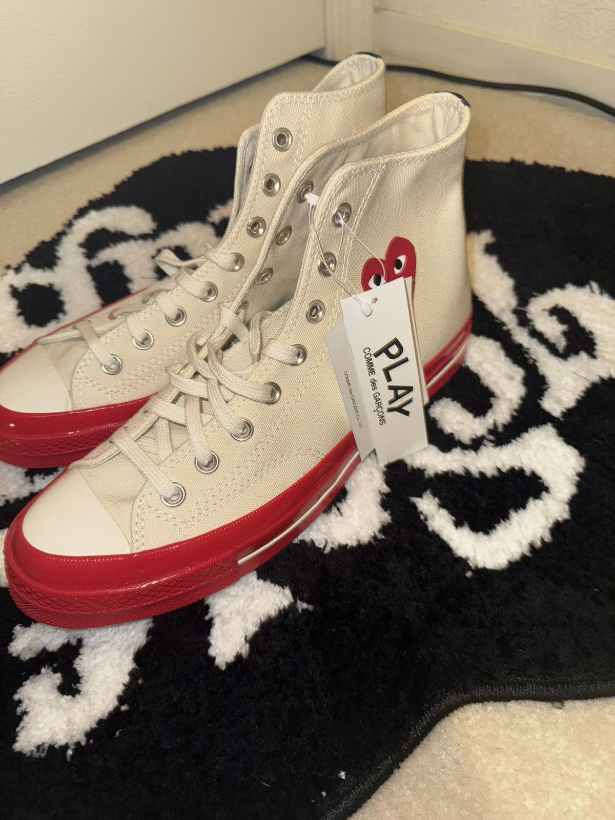 Comme des Garcons × Converse CDG Play Chuck 70 Hi Top milk white & red shoes Size US 9 / EU 42 - 1 Thumbnail