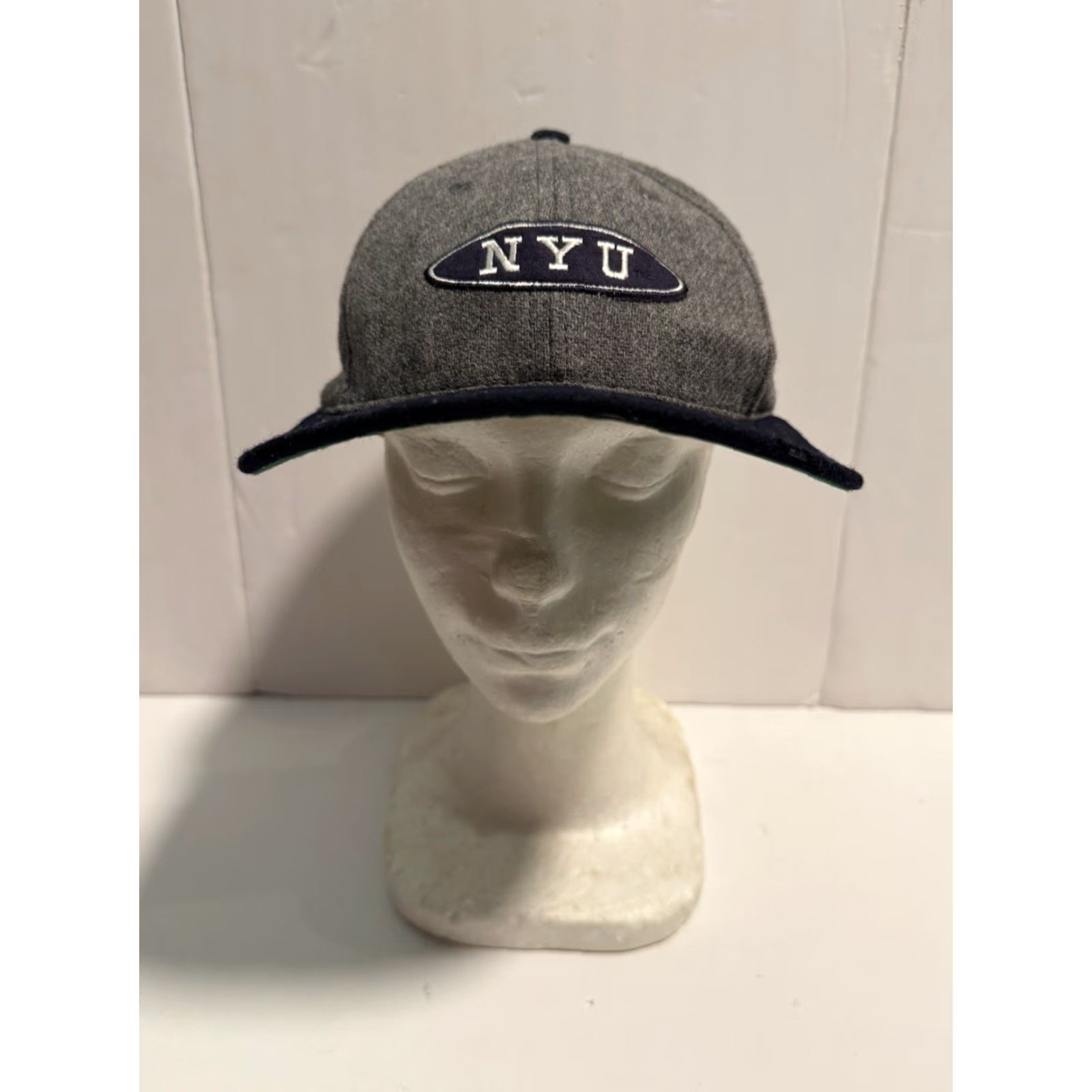 Vintage VINTAGE 1990s NYU Hat Cap Snapback Adjustable Made In USA Legacy Athletics Grey/blue Cotton/Wool Cap Mens Size ONE SIZE - 2 Thumbnail