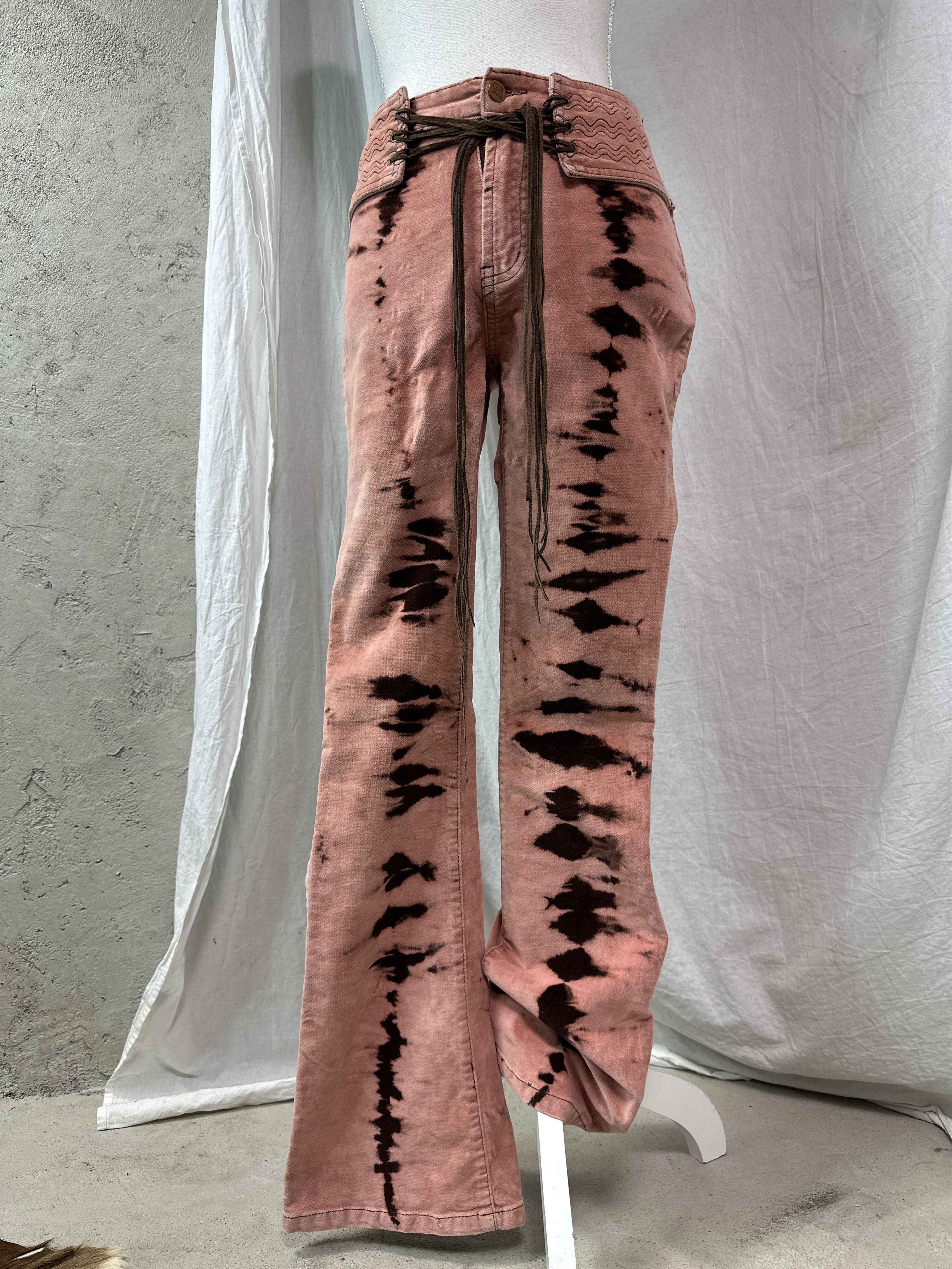Vintage Vintage Western Velvet Printed Flared Pants 00s Size 24" / US 00 / IT 34 - 1 Thumbnail
