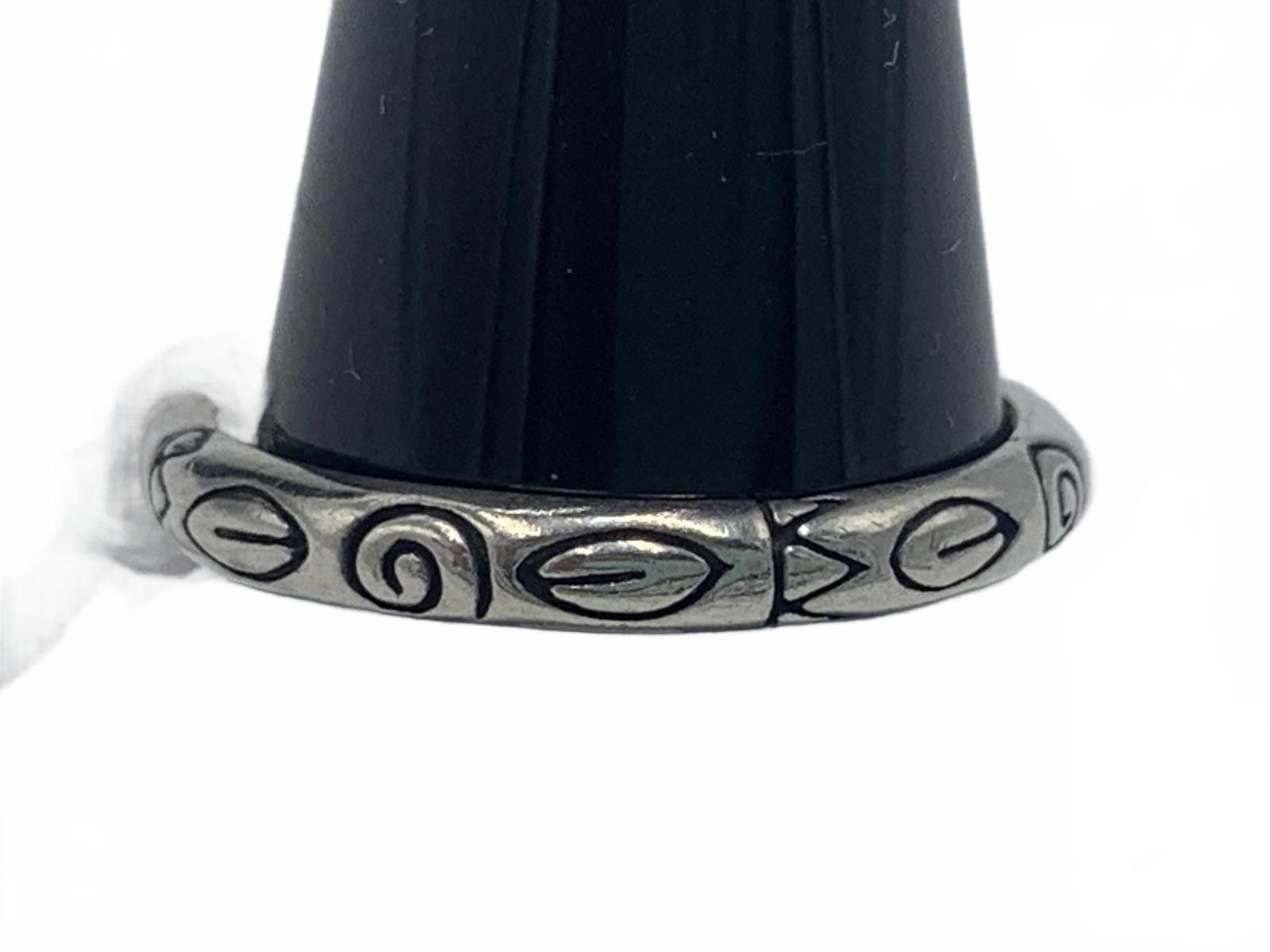 Other Engraved Southwestern Sterling Silver Laquer Embossed Ring Size ONE SIZE - 2 Thumbnail