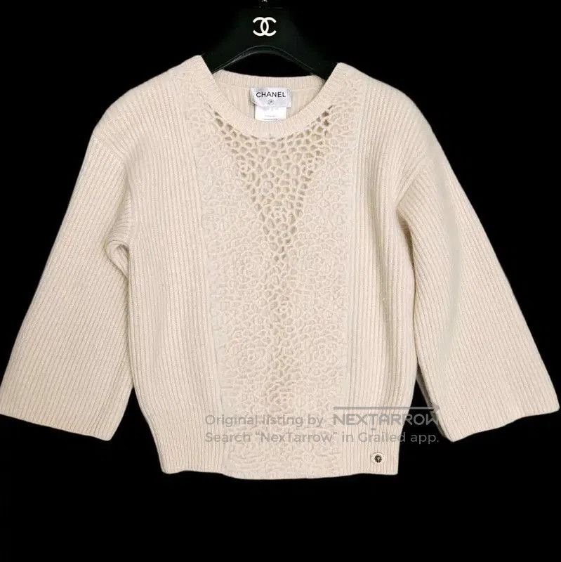 Chanel Chanel Cream Cashmere Long Sleeve Sweater . Size M / US 6-8 / IT 42-44 - 1 Thumbnail