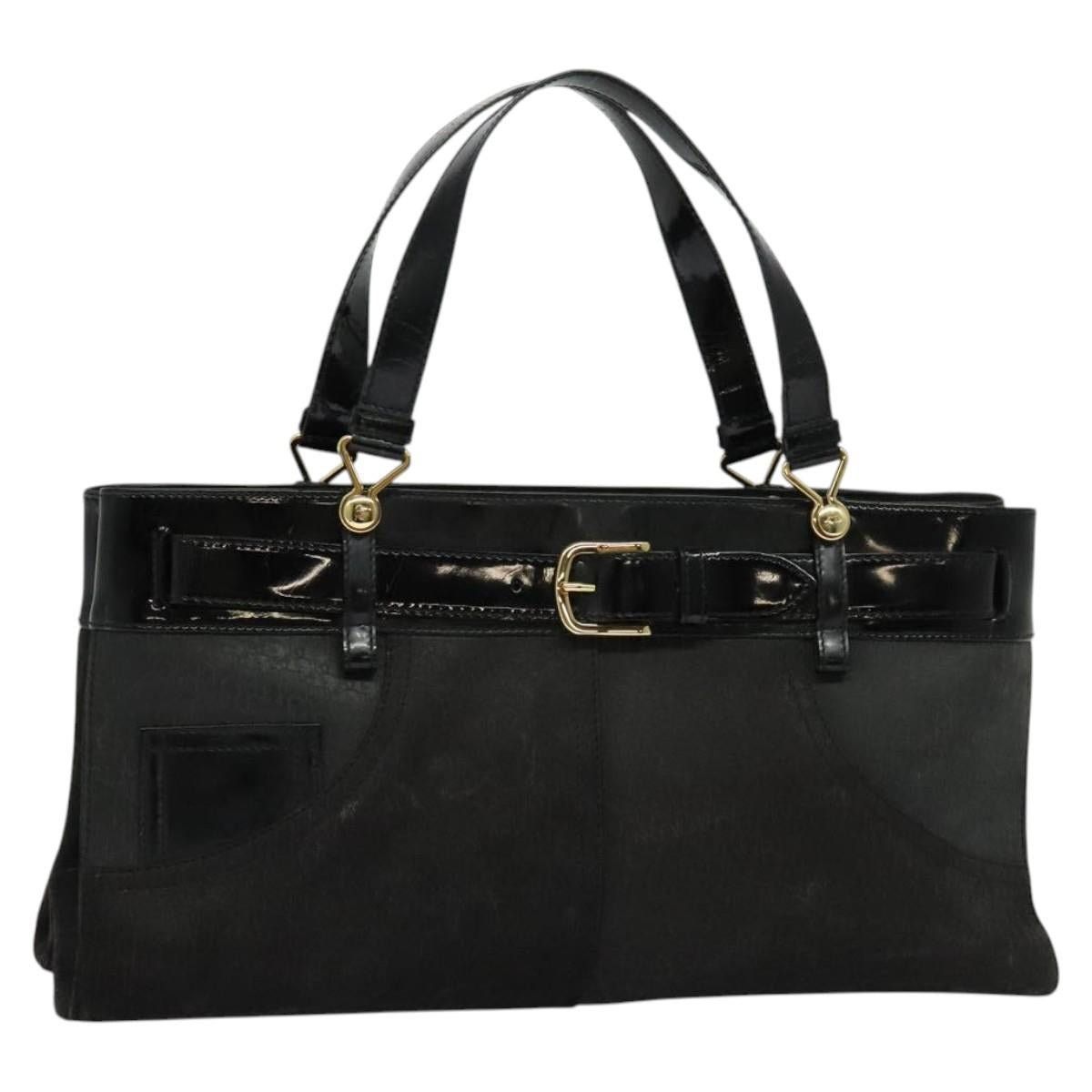 DIOR Trotter Canvas Hand Bag Black Gold
