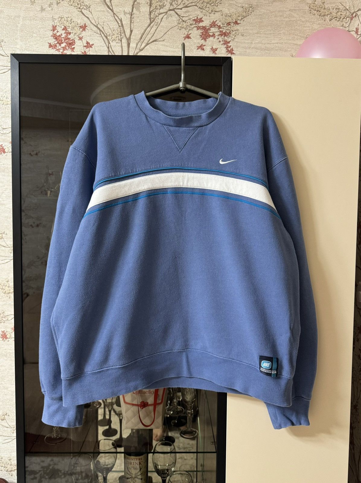 Nike × Vintage Vintage 00s Sky Blue Nike Sweatshirt - Large Size US L / EU 52-54 / 3 - 4 Thumbnail