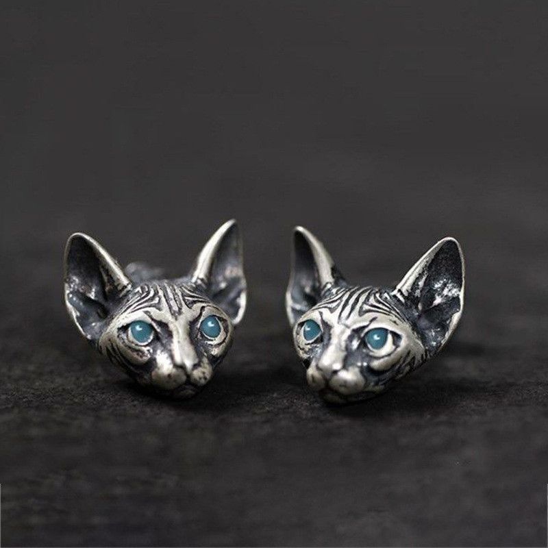 Jewelry 925 Silver Cat Future Earrings One Pairs Chrome Jewelry Size ONE SIZE - 1 Thumbnail
