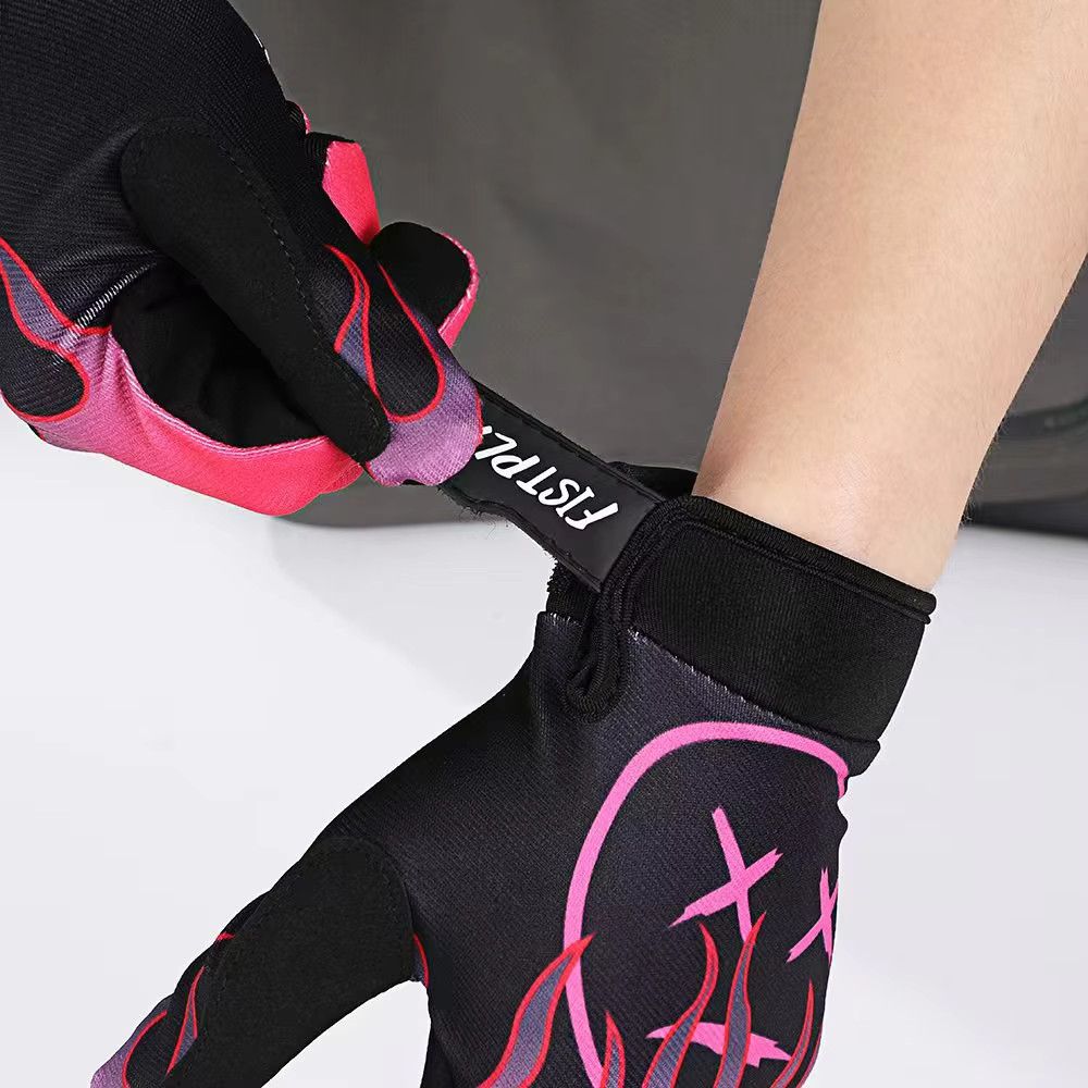 Jewelry Personality Pink Flame Wheel Riding Bike Long Finger Gloves Size ONE SIZE - 3 Thumbnail