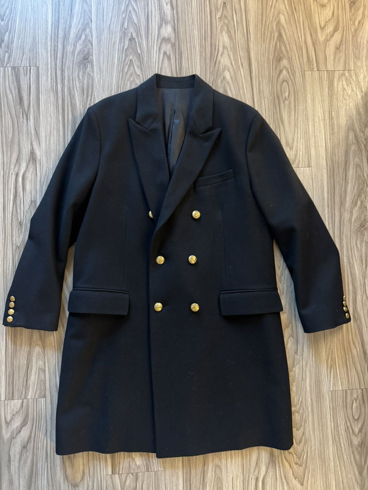 AMI AMI Paris Black Wool Overcoat w/Gold Button Detail Size US L / EU 52-54 / 3 - 2 Thumbnail