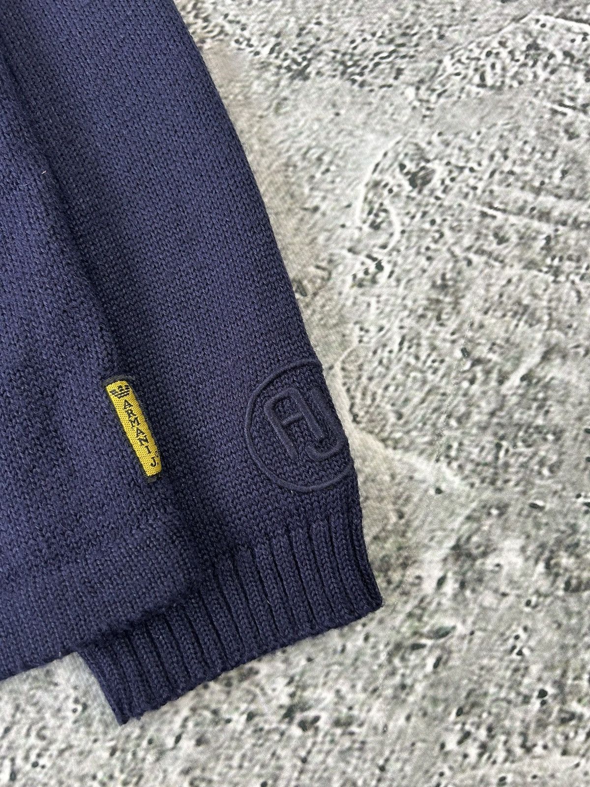 Armani × Vintage Armani Jeans sweater Vintage Lana Wool Navy blue Size US S / EU 44-46 / 1 - 3 Thumbnail