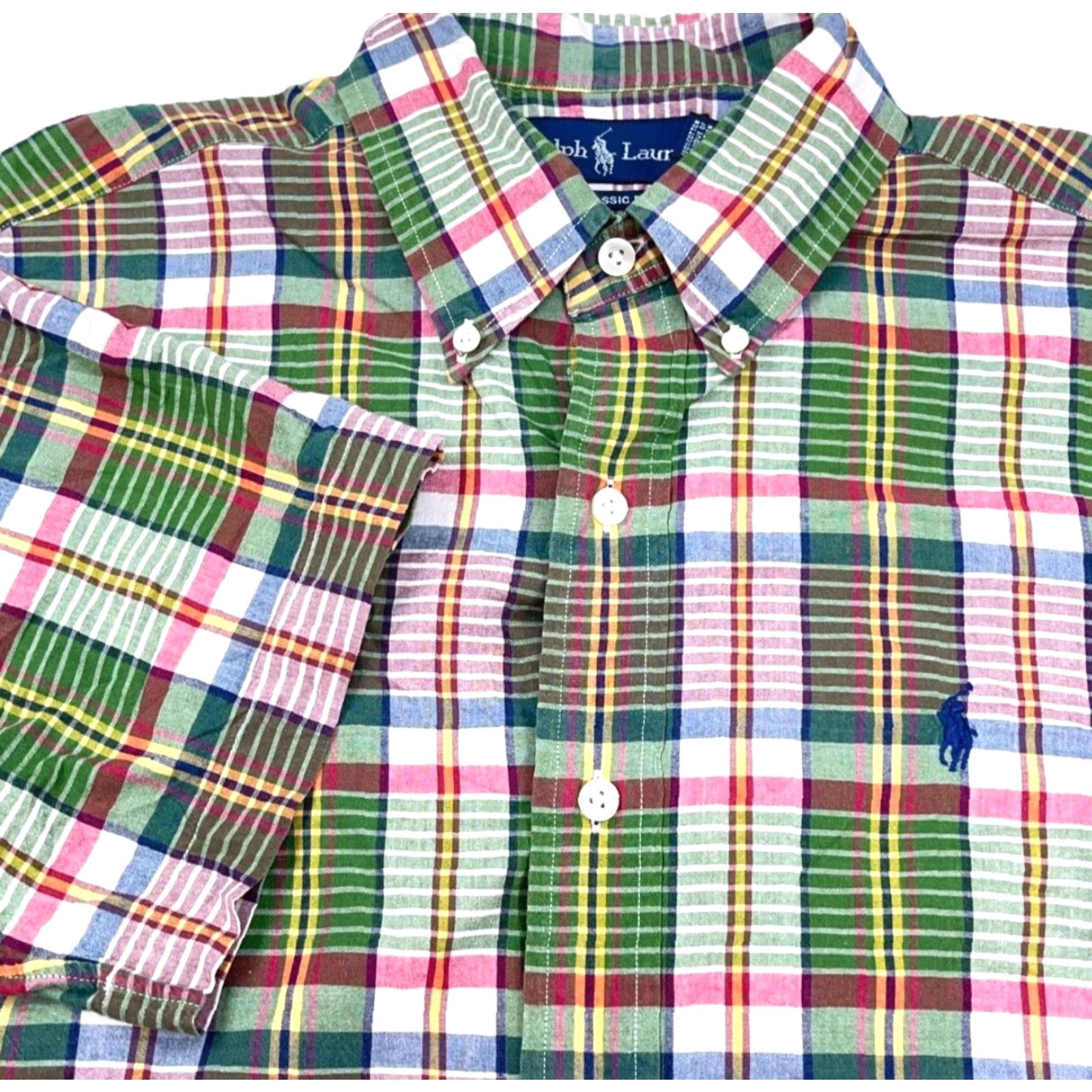 Ralph Lauren Ralph Lauren Shirt Men Medium Button Up Classic Fit Green Pink Tartan Plaid Camp Size US M / EU 48-50 / 2 - 2 Thumbnail