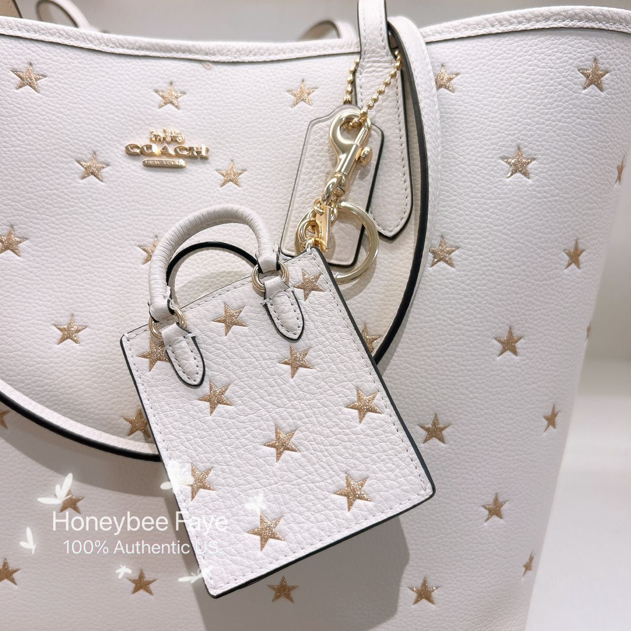 Coach North/South Mini Tote Bag Charm With Star Print CX074 Size ONE SIZE - 4 Thumbnail